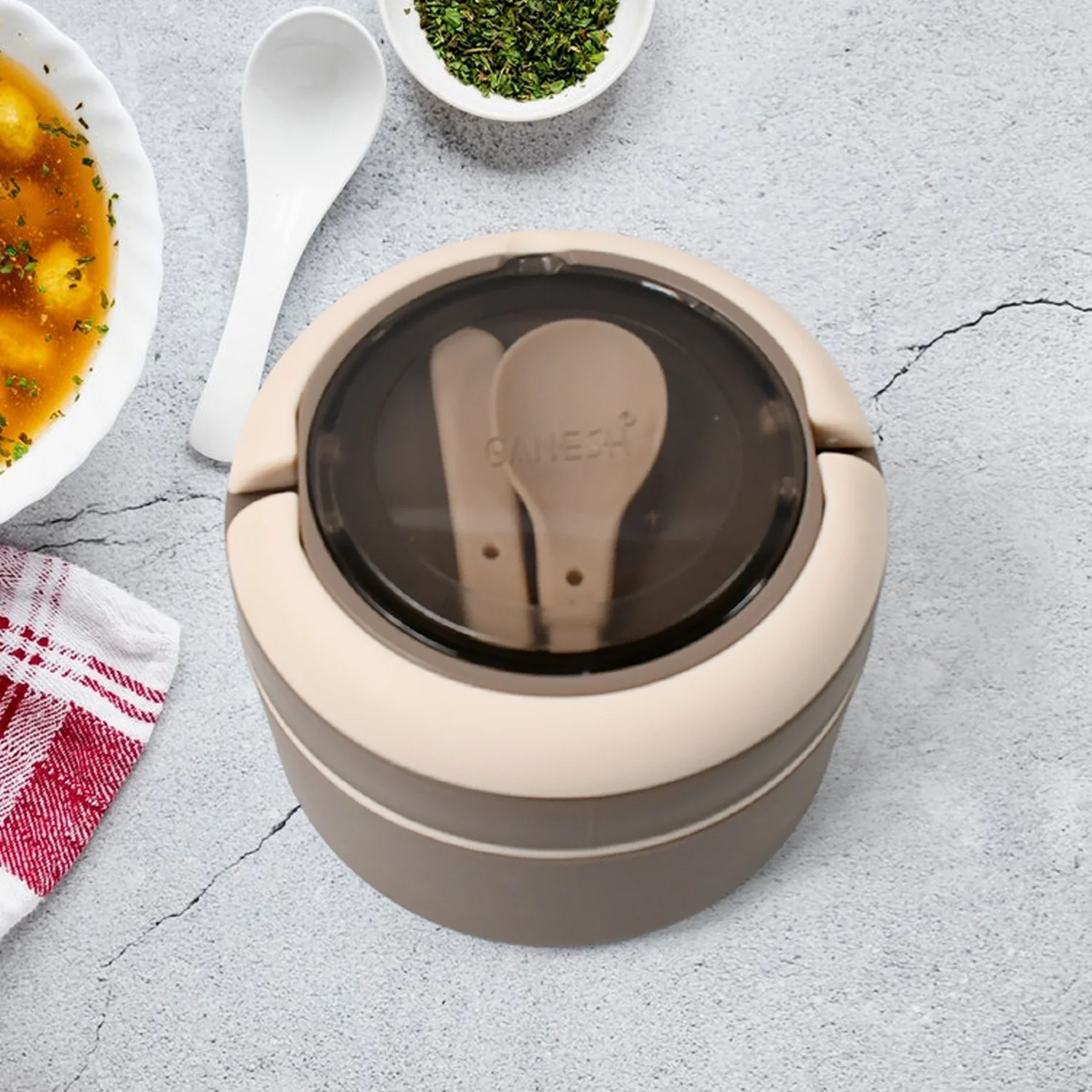 Insulated Lunch Box – Airtight, Leak-Proof with Spoon | Ganesh - Image 3