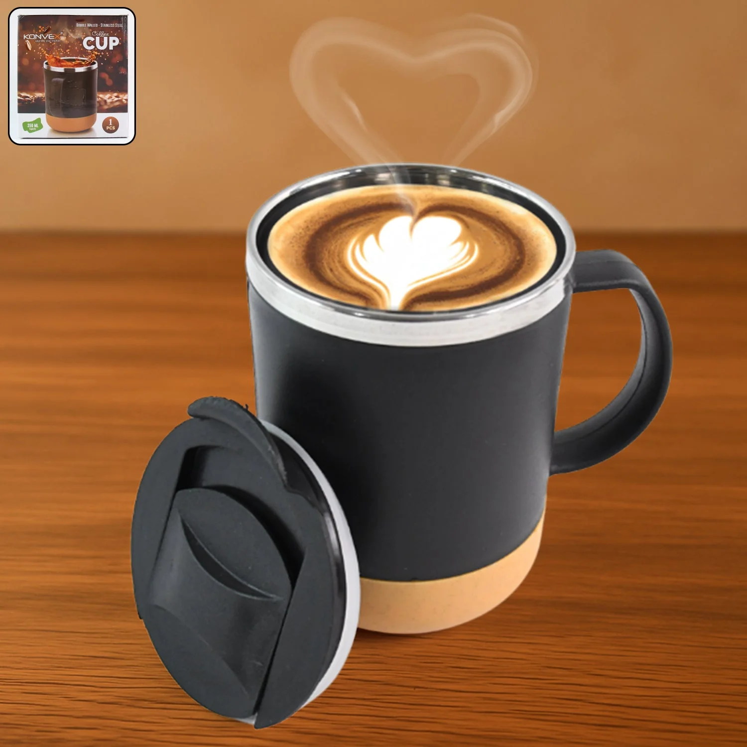 Insulated Coffee Mug – 350ml Spill-Proof Travel Cup - Image 2