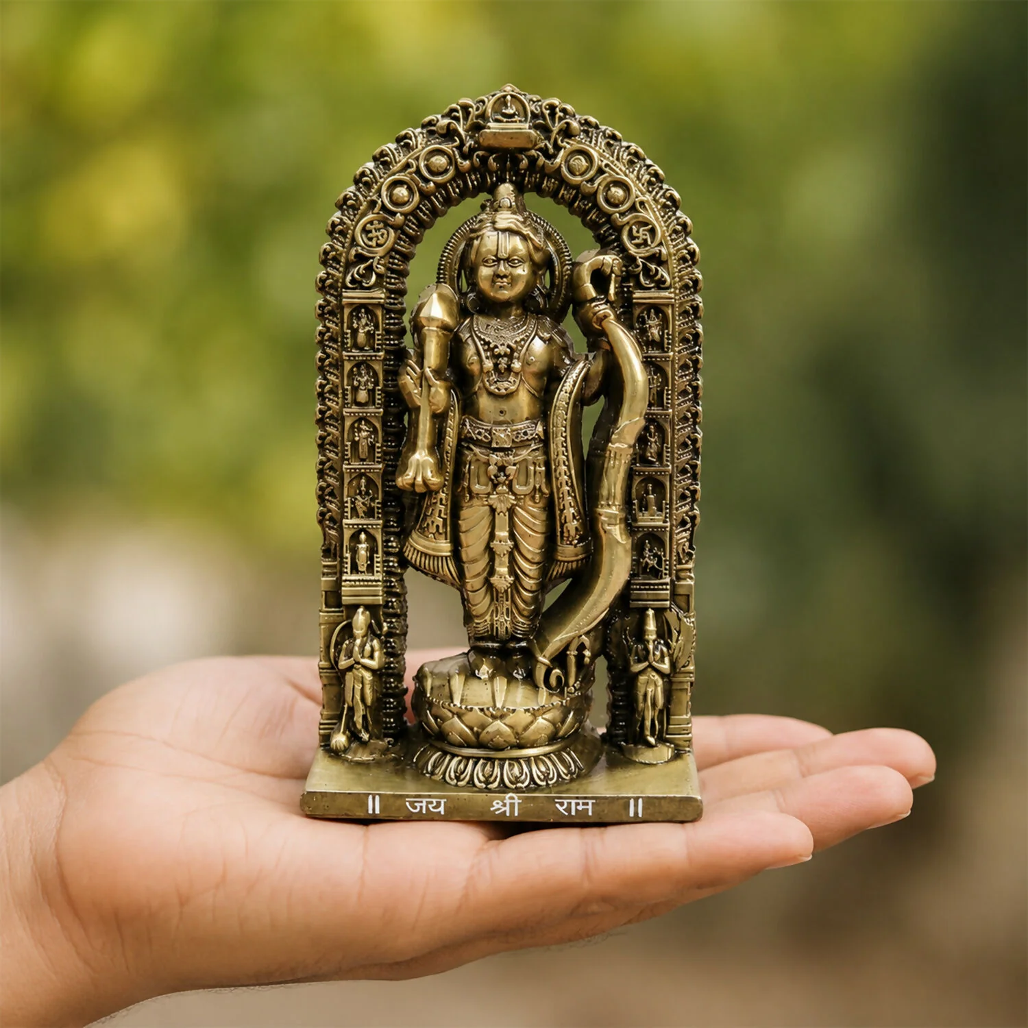 Jai Shri Ram Antique Gold Finish Lord Rama Murti Spiritual Idol Statue for Home Décor - Image 2