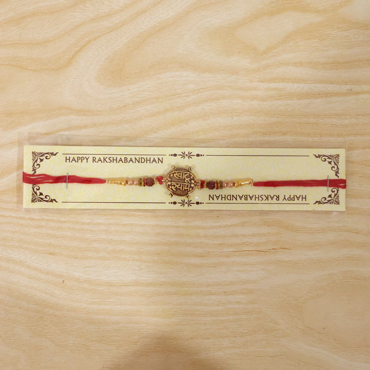 Meenakari Rakhi – Khatu Shyam Pendant with Rudraksha Beads for Raksha Bandhan - Image 4