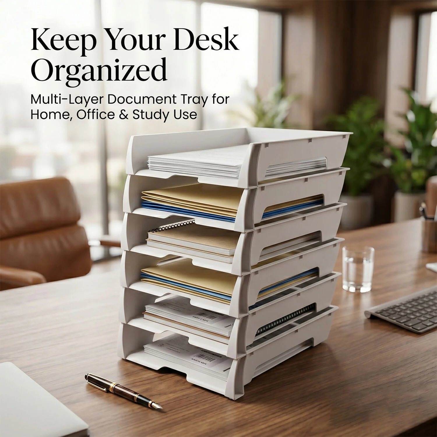 Document Organizer Tray – Spacious Multi-Layer Desk Storage - Image 4