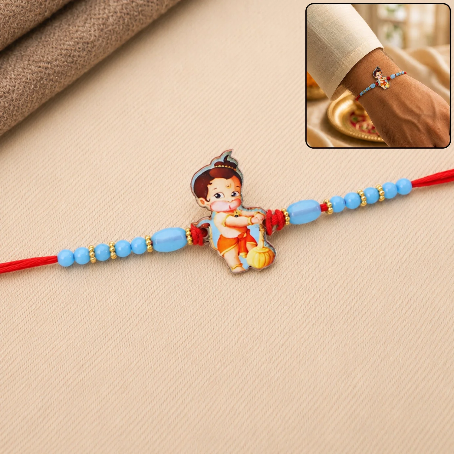 Bal Hanuman Cartoon Rakhi – Traditional & Stylish Festive Accessory - Image 3