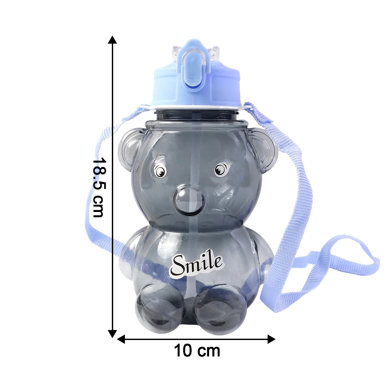 Kids Water Bottle – Cartoon Bear Shape with Straw & Strap - Image 6