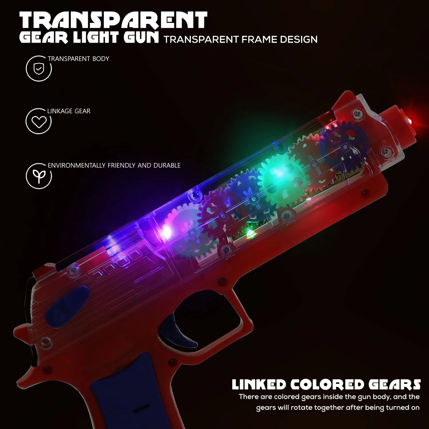 Transparent Gear Toy Gun – 3D Lights & Music for Kids | Aditi - Image 8