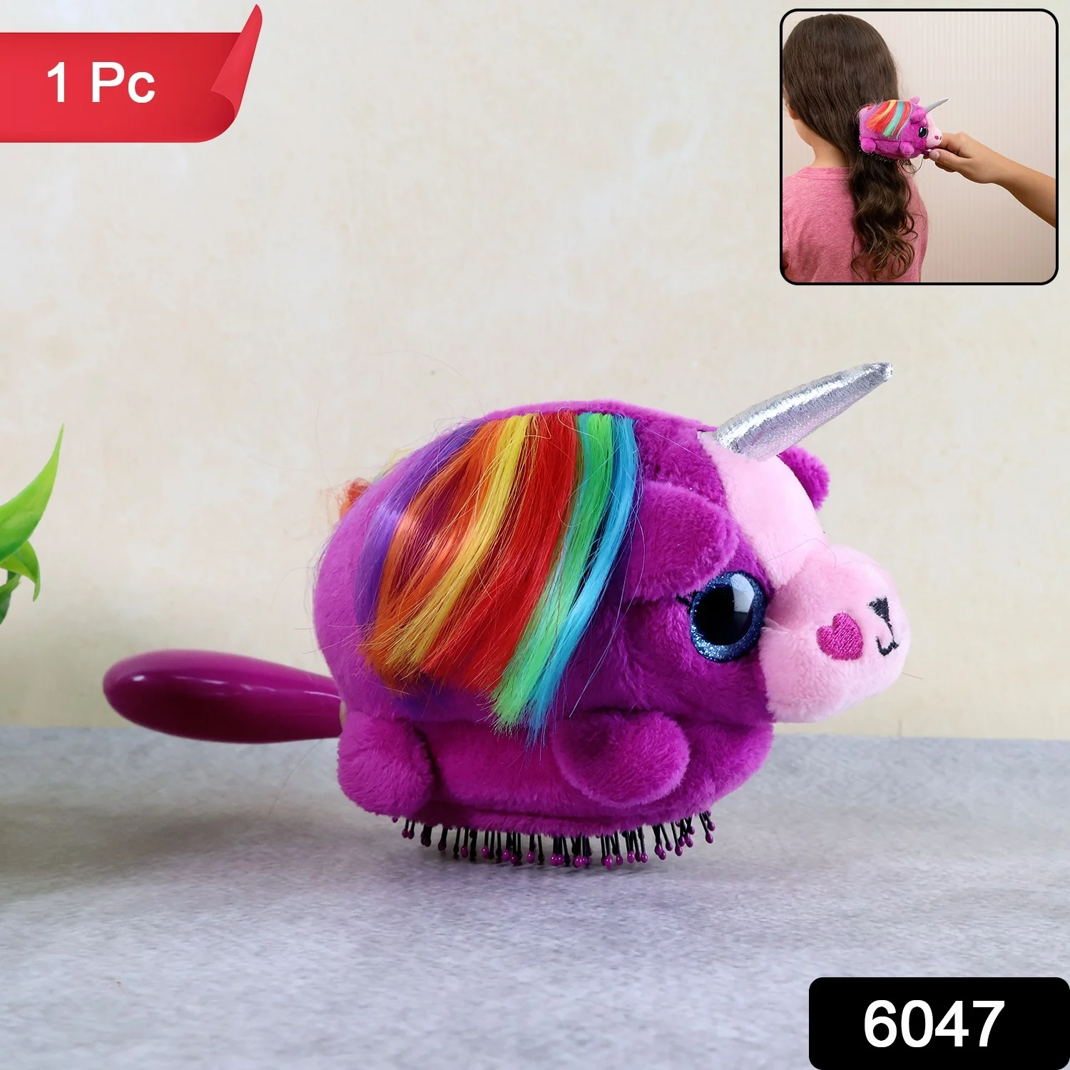 Kids Unicorn Hair Brush – Soft Detangling Plush for Gentle Grooming - Image 2