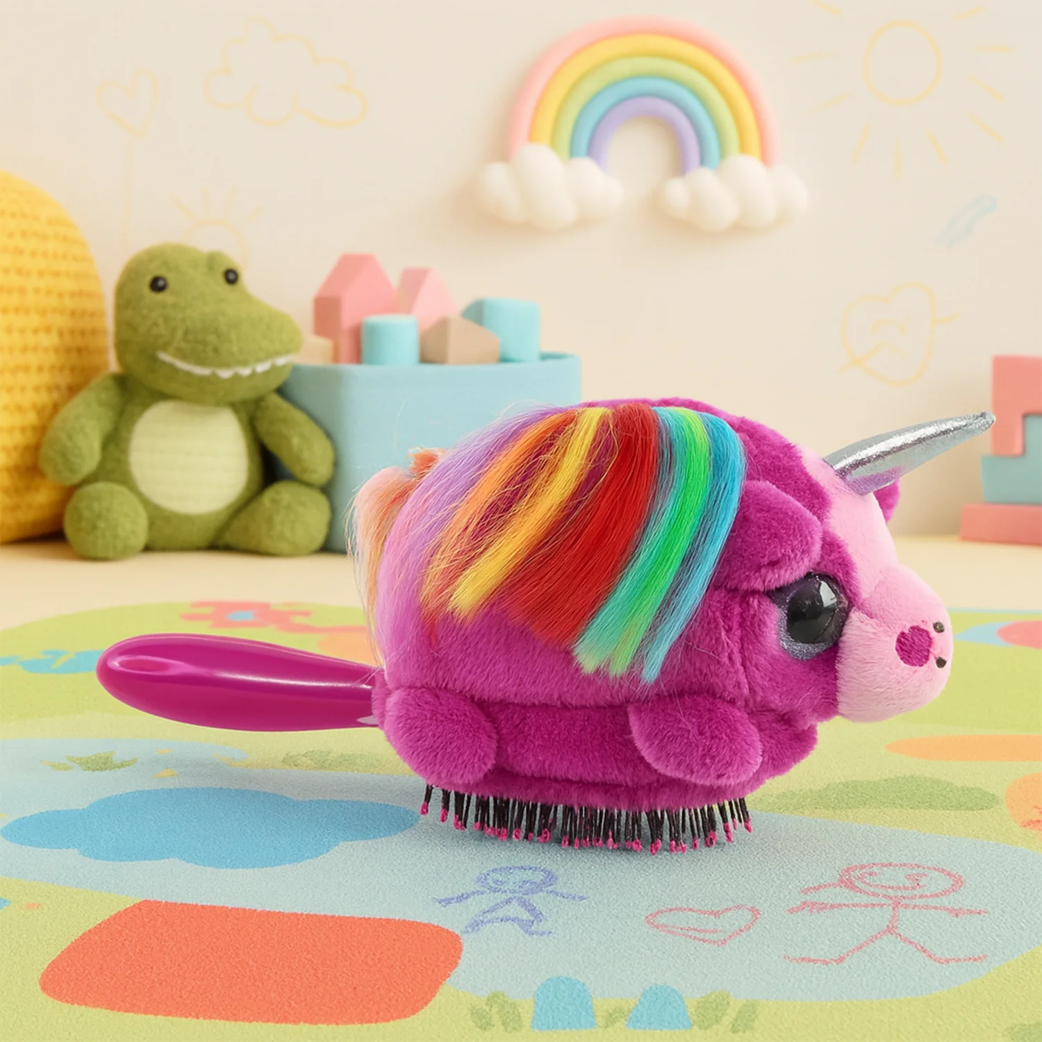 Kids Unicorn Hair Brush – Soft Detangling Plush for Gentle Grooming - Image 3
