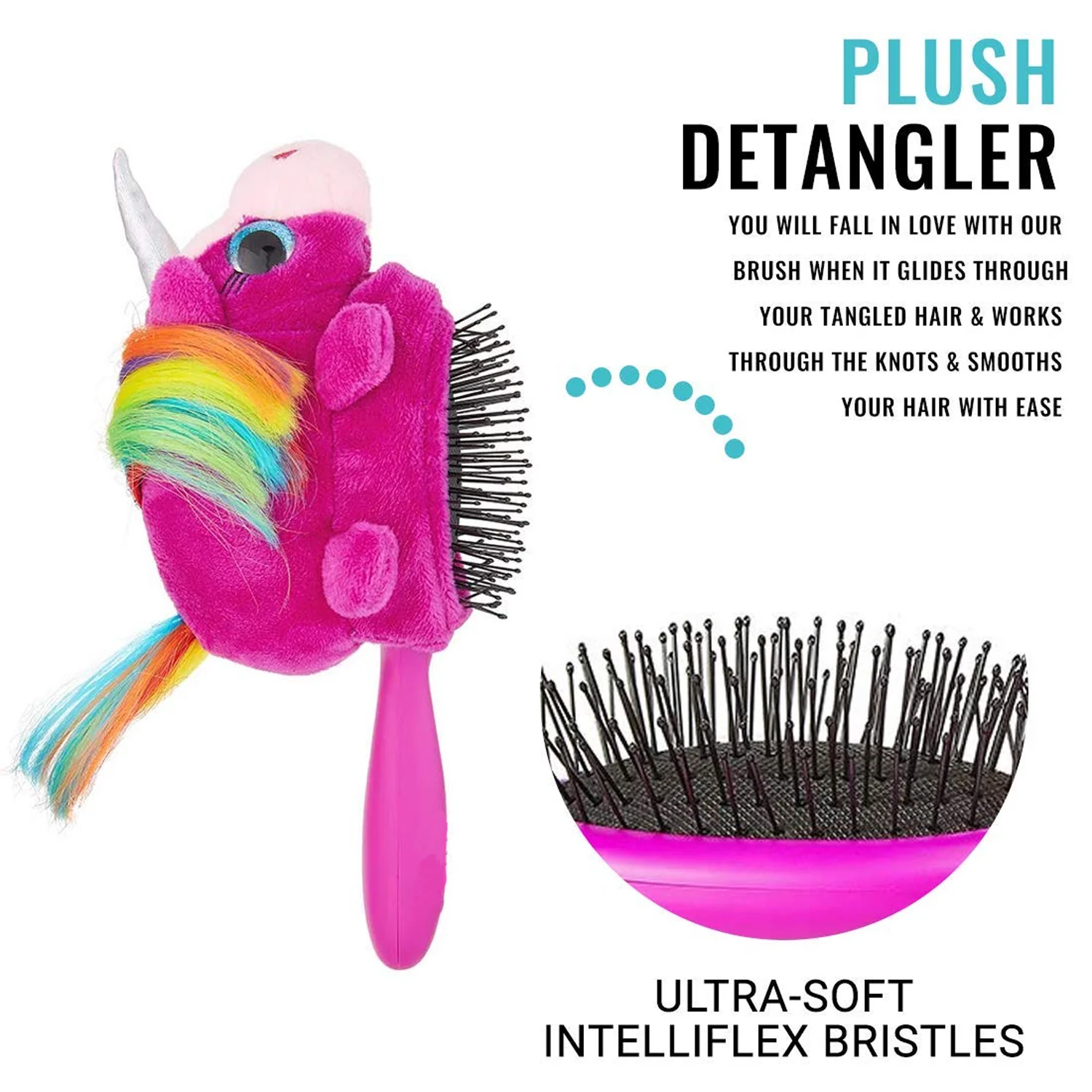 Kids Unicorn Hair Brush – Soft Detangling Plush for Gentle Grooming - Image 6
