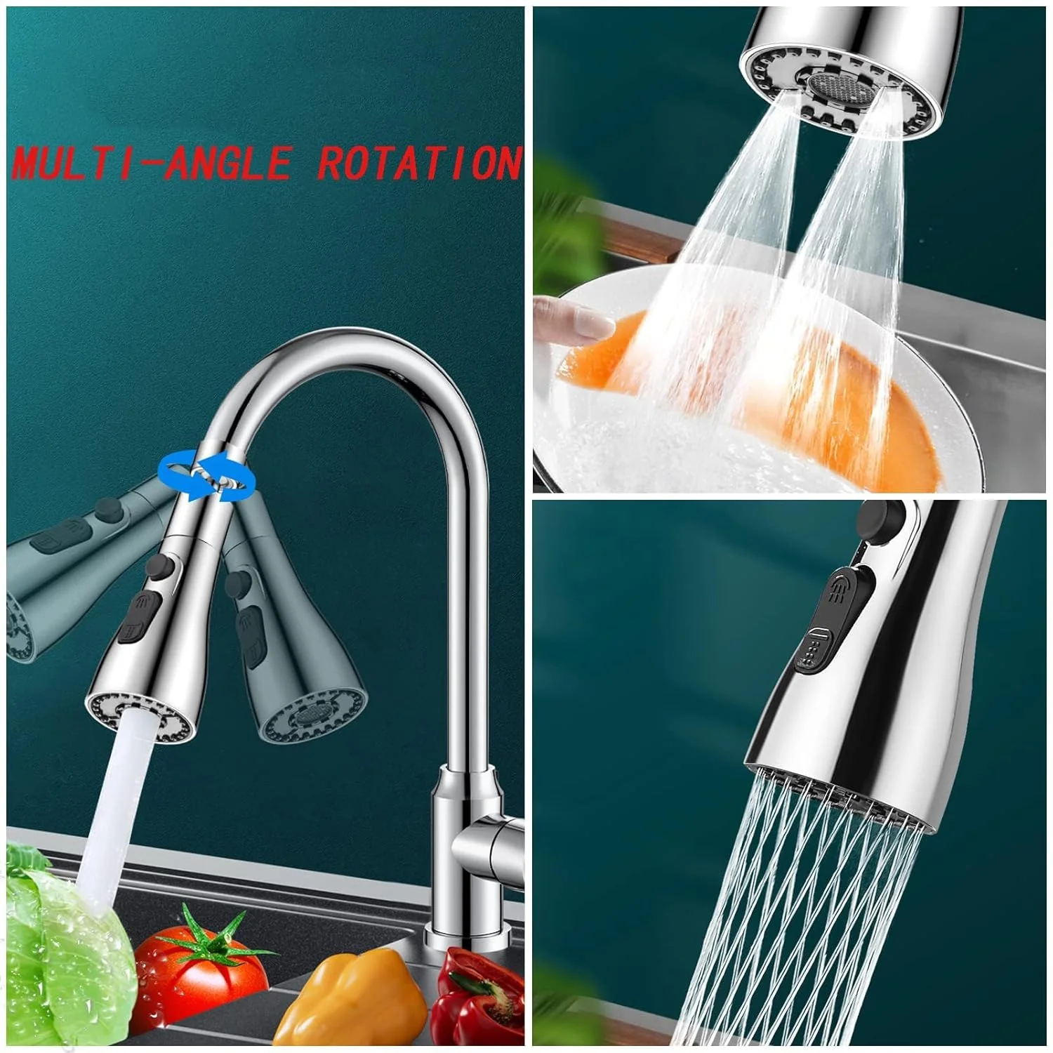 Kitchen Faucet Sprayer – 3-Function Pull Down | DeoDap - Image 3