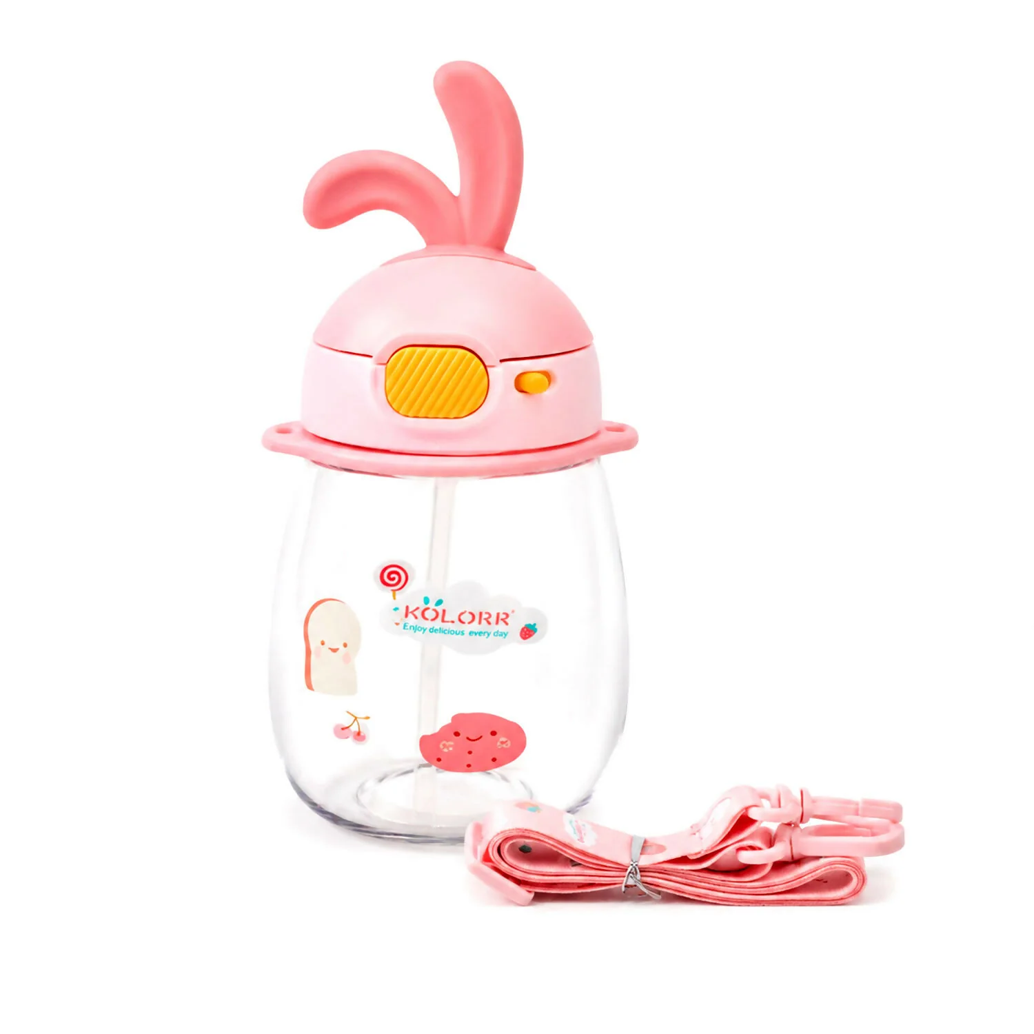 KOLORR Kids Bunny Sipper Water Bottle with Straw & Carry Strap (600ML) - Image 6