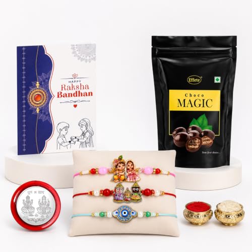 Krishna Radha Rakhi Combo - Raksha Bandhan Gift with Choco Magic Standy Pouch, Pack of 7 - Image 6