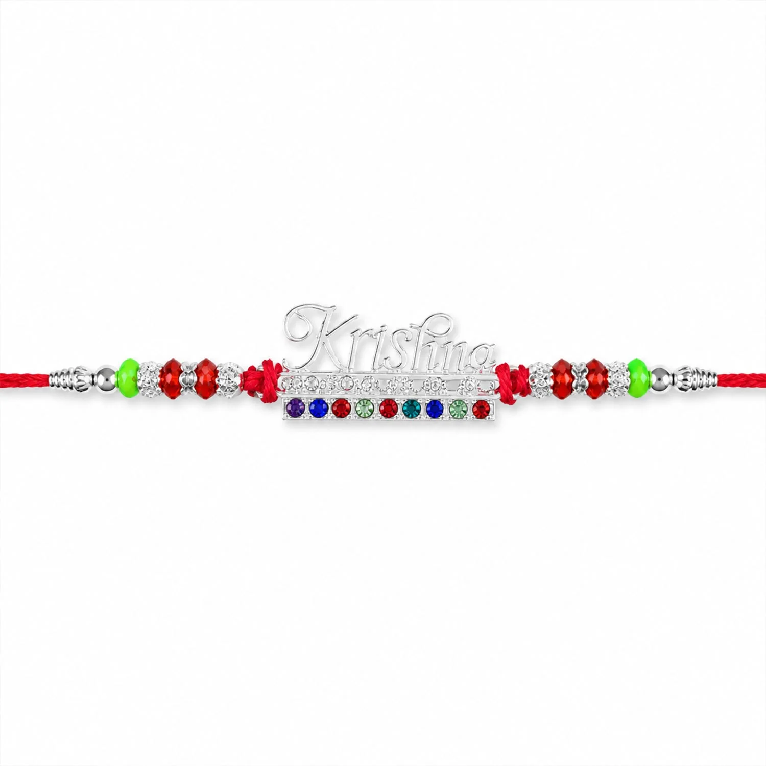 Krishna Rakhi – Elegant Stone-Studded Brother’s Festive Accessory - Image 5