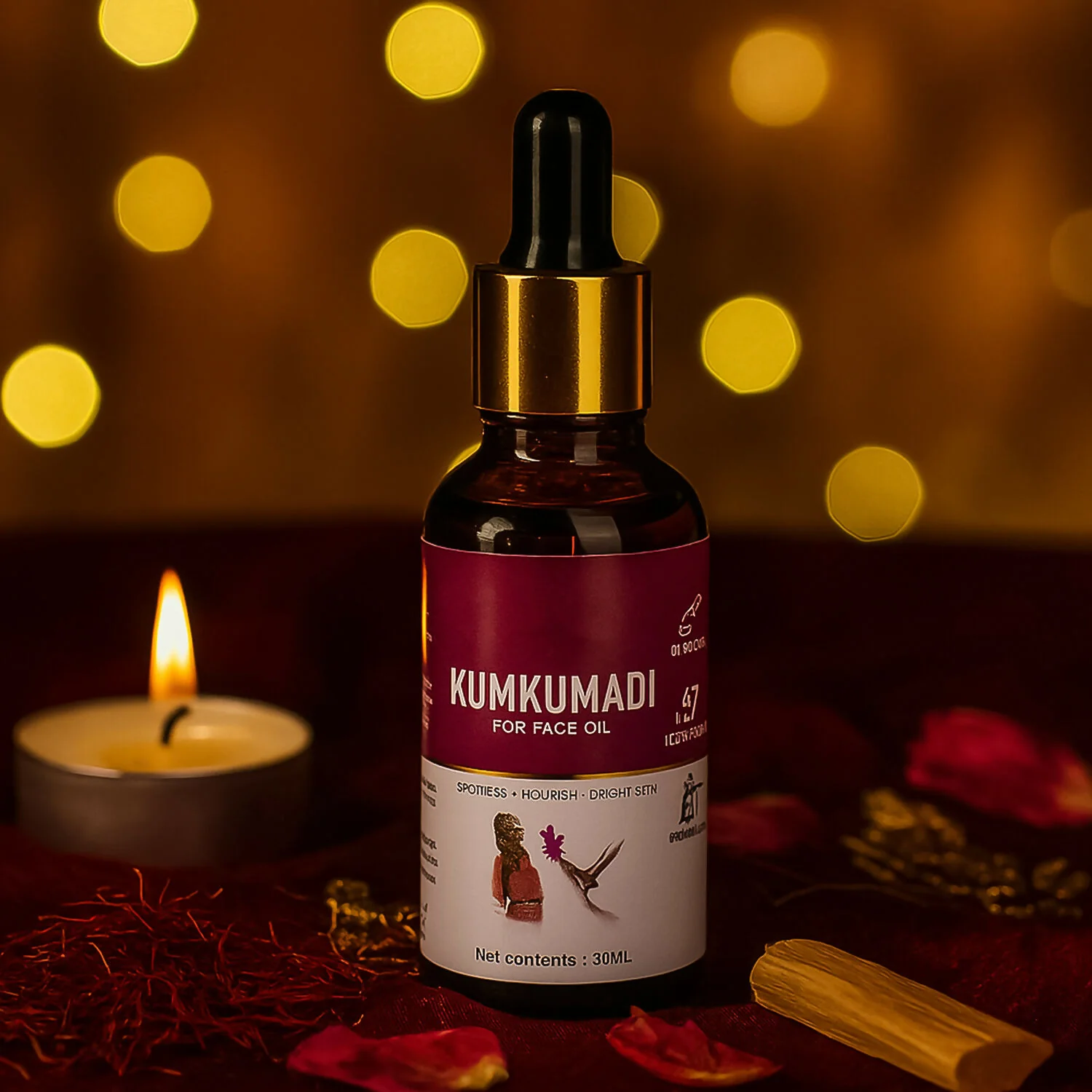 Kumkumadi Face Oil – Ayurvedic Brightening Radiance Elixir 30ml - Image 7