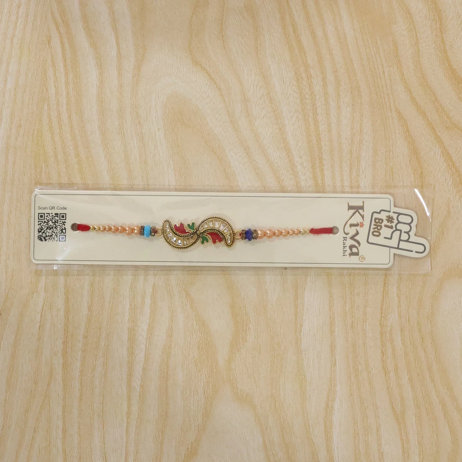 Kundan Meenakari Rakhi for Brother with Pearl Beads - Image 6