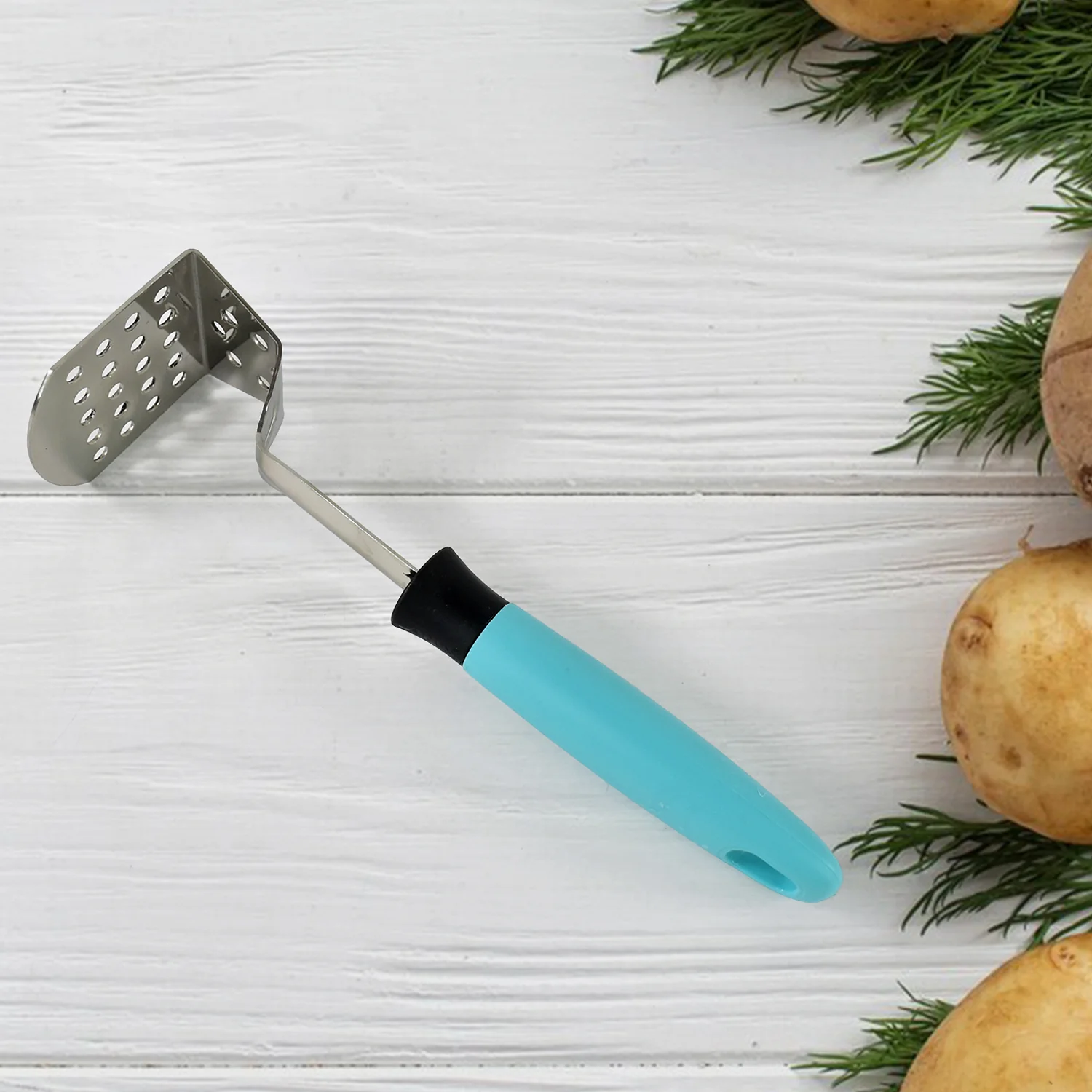 Stainless Steel Potato Masher – Ergonomic Heavy-Duty L-Handle - Image 3