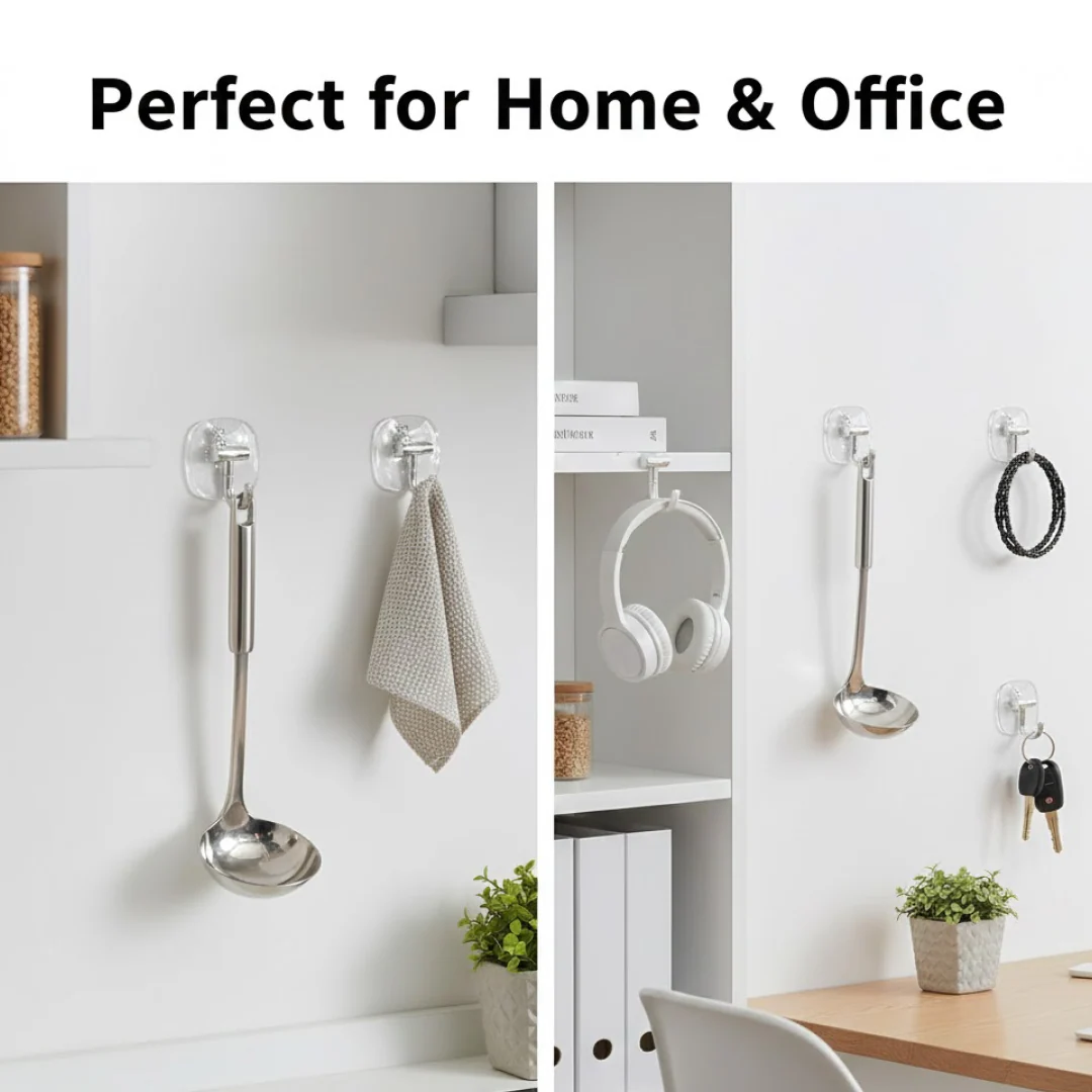 Plastic Self Adhesive Wall Hooks – Heavy Duty 15KG Capacity - Image 2