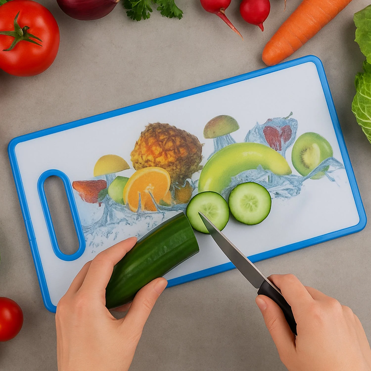 Fruit Print Cutting Board – Large 36x22 cm Kitchen Chopping Board - Image 3