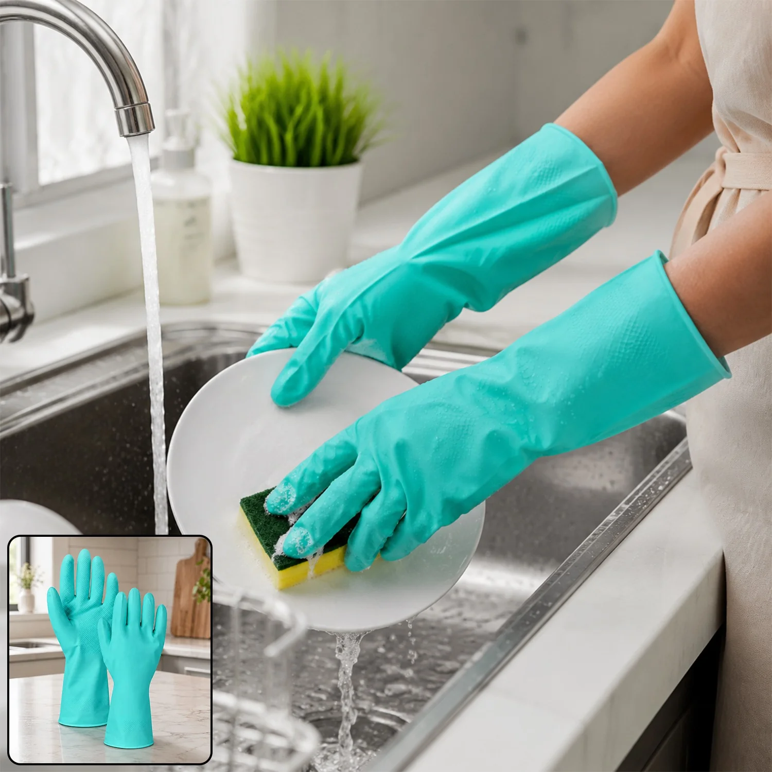 Large Victor Green Rubber Gloves – Reusable & Waterproof for Kitchen - Image 9