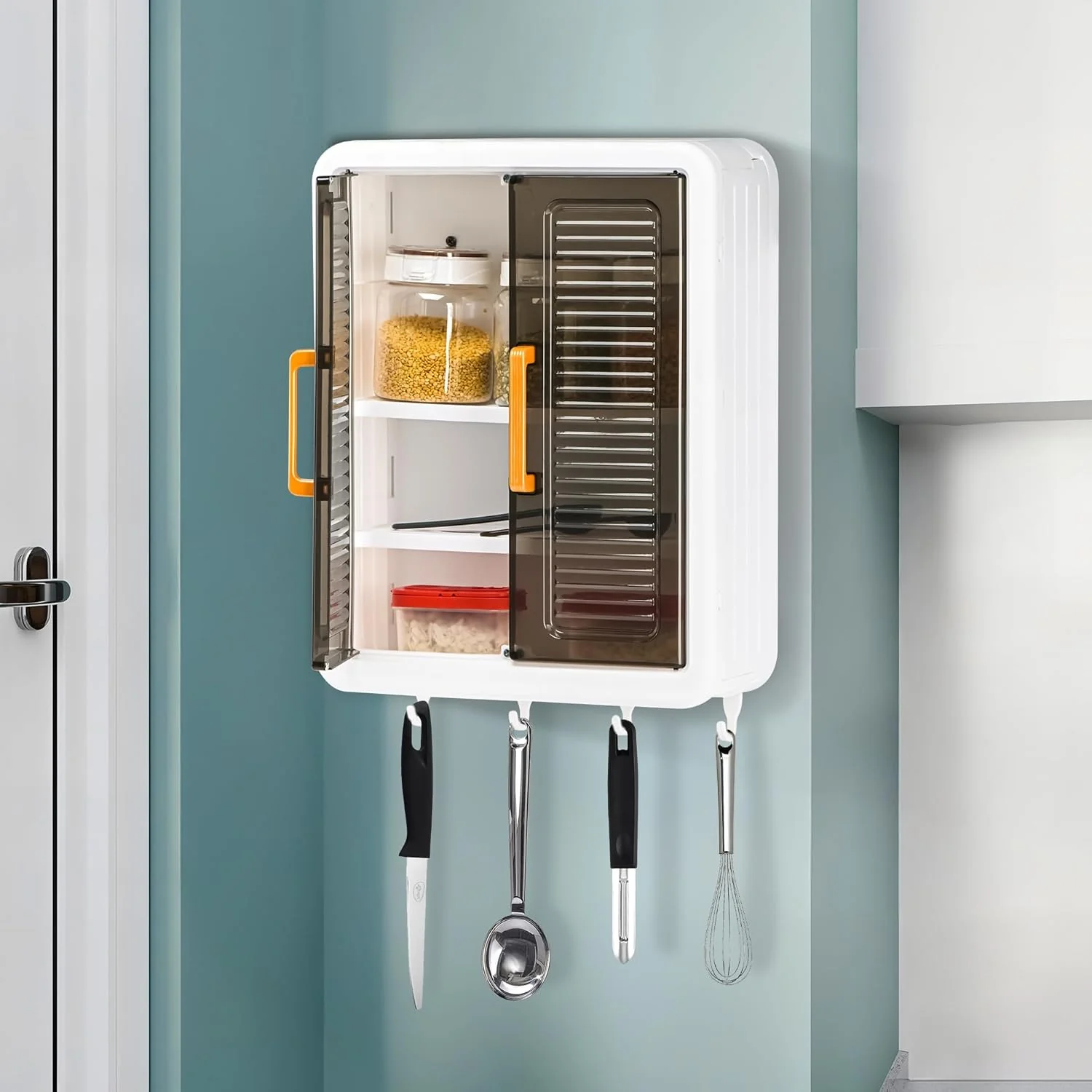 Wall-Mounted Kitchen Storage Cabinet – Spacious with Sliding Doors - Image 7