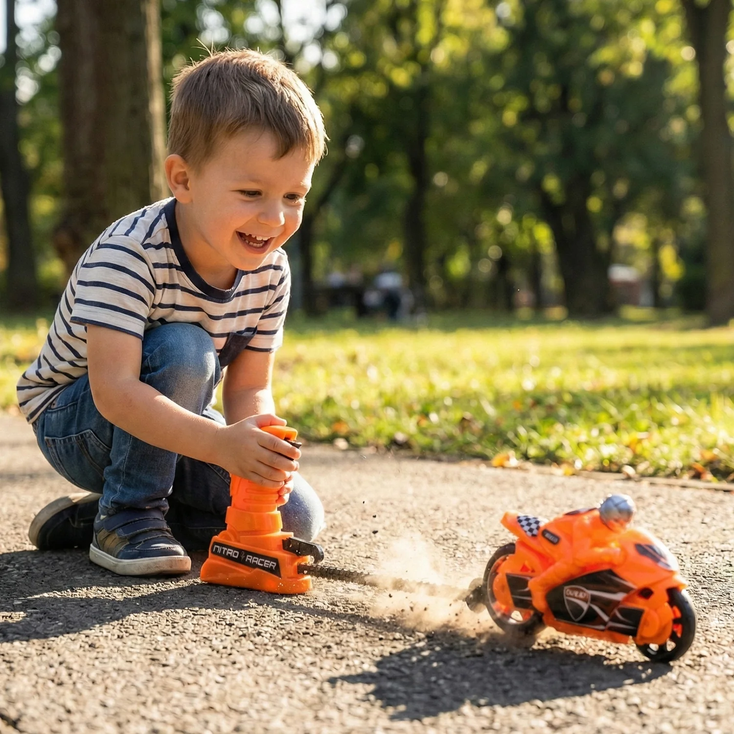 Launcher Racing Bike Toy for Kids – Manual Pull High-Speed Fun - Image 3
