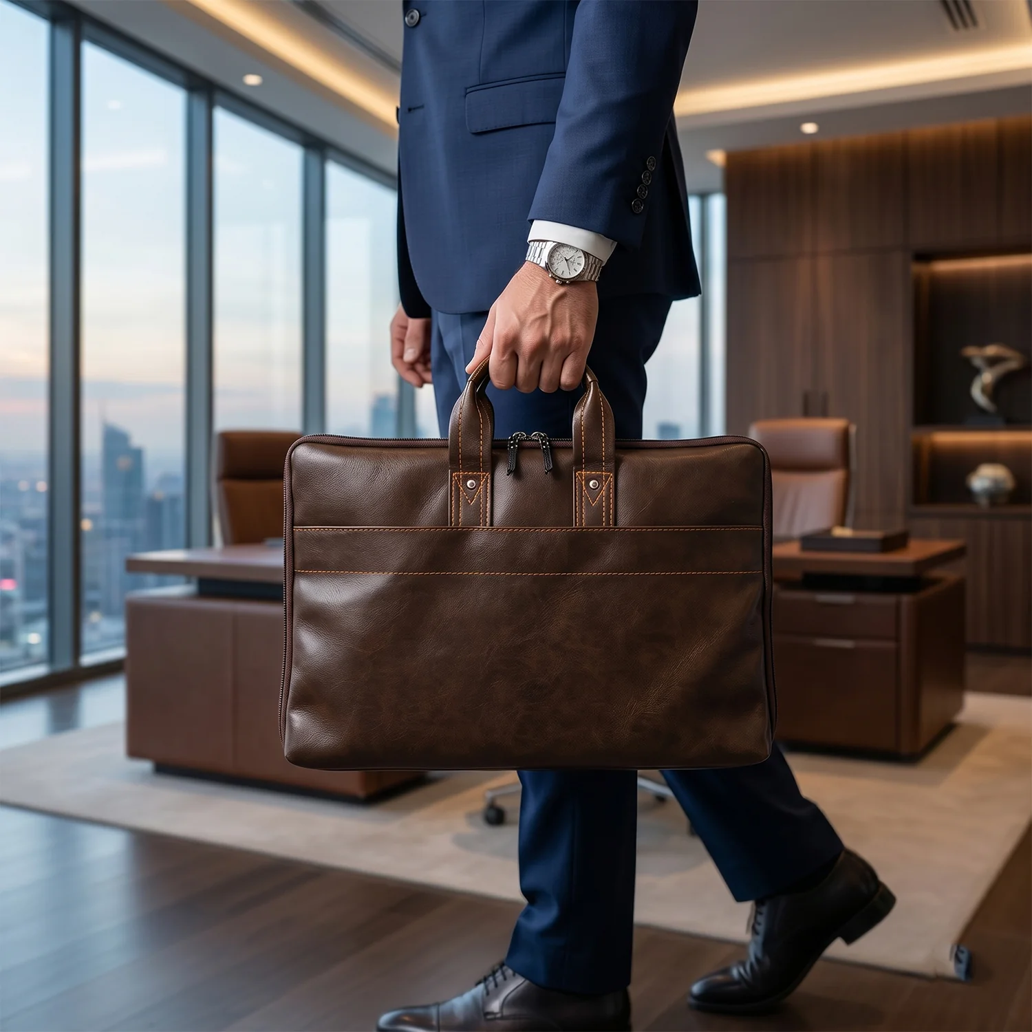 Leather Laptop Bag – Stylish & Durable Office Briefcase - Image 3