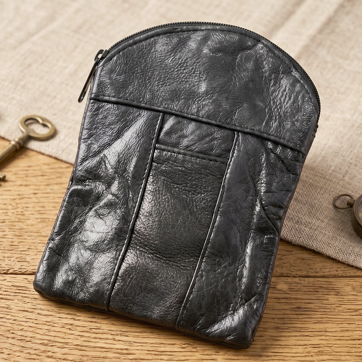 Leather Mini Zipper Pouch – Compact Coin & Card Organizer for Men & Women - Image 8