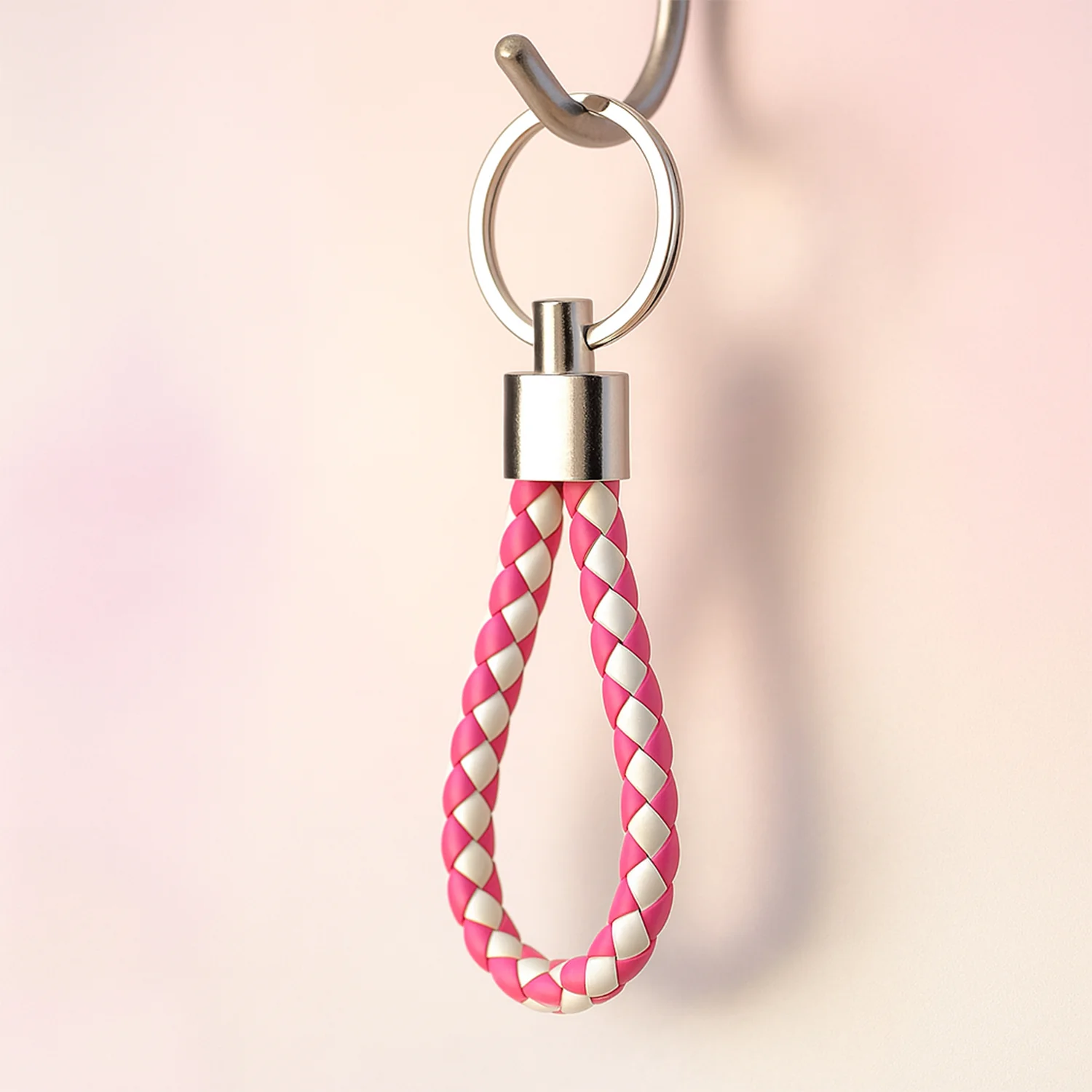 Braided Leather Keychain – Durable Metal Ring & Stylish Hand Strap - Image 3
