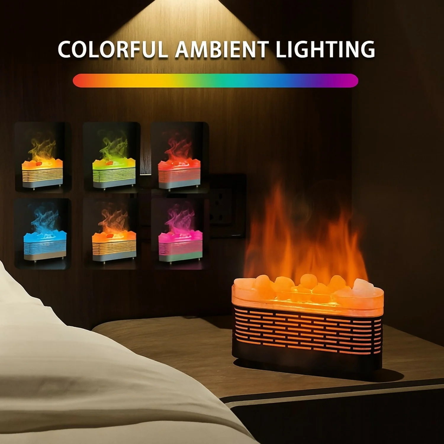 LED Flame Effect Himalayan Salt Lamp – Ambient Light & Aroma Diffuser - Image 4