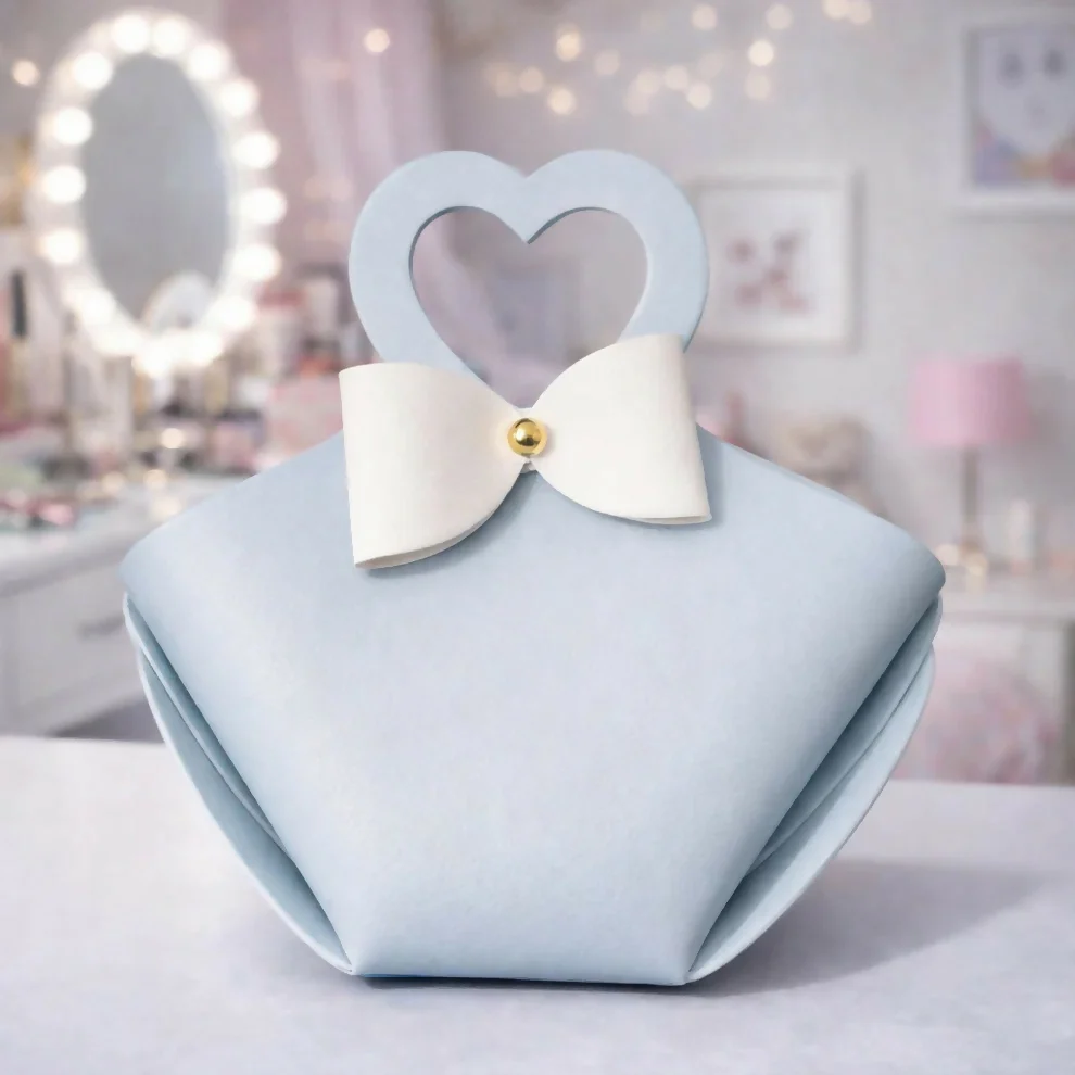 Mini Handbag – Charming Light Blue Purse with Heart Handle
