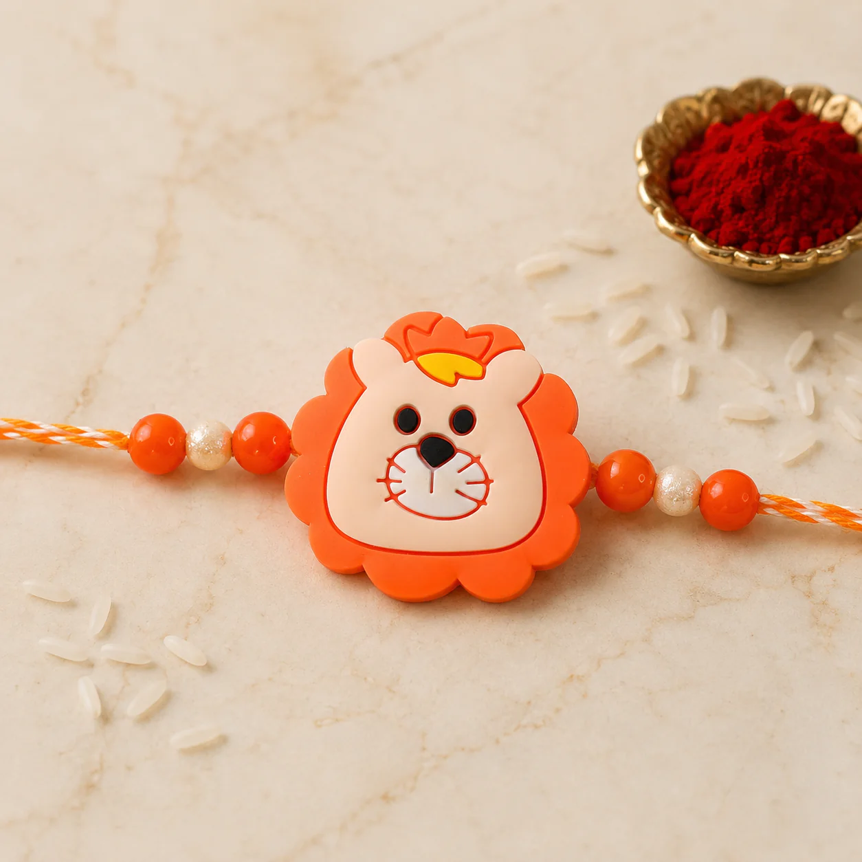 Lion Character Rakhi – Beaded Design for Kids Brother - Image 2