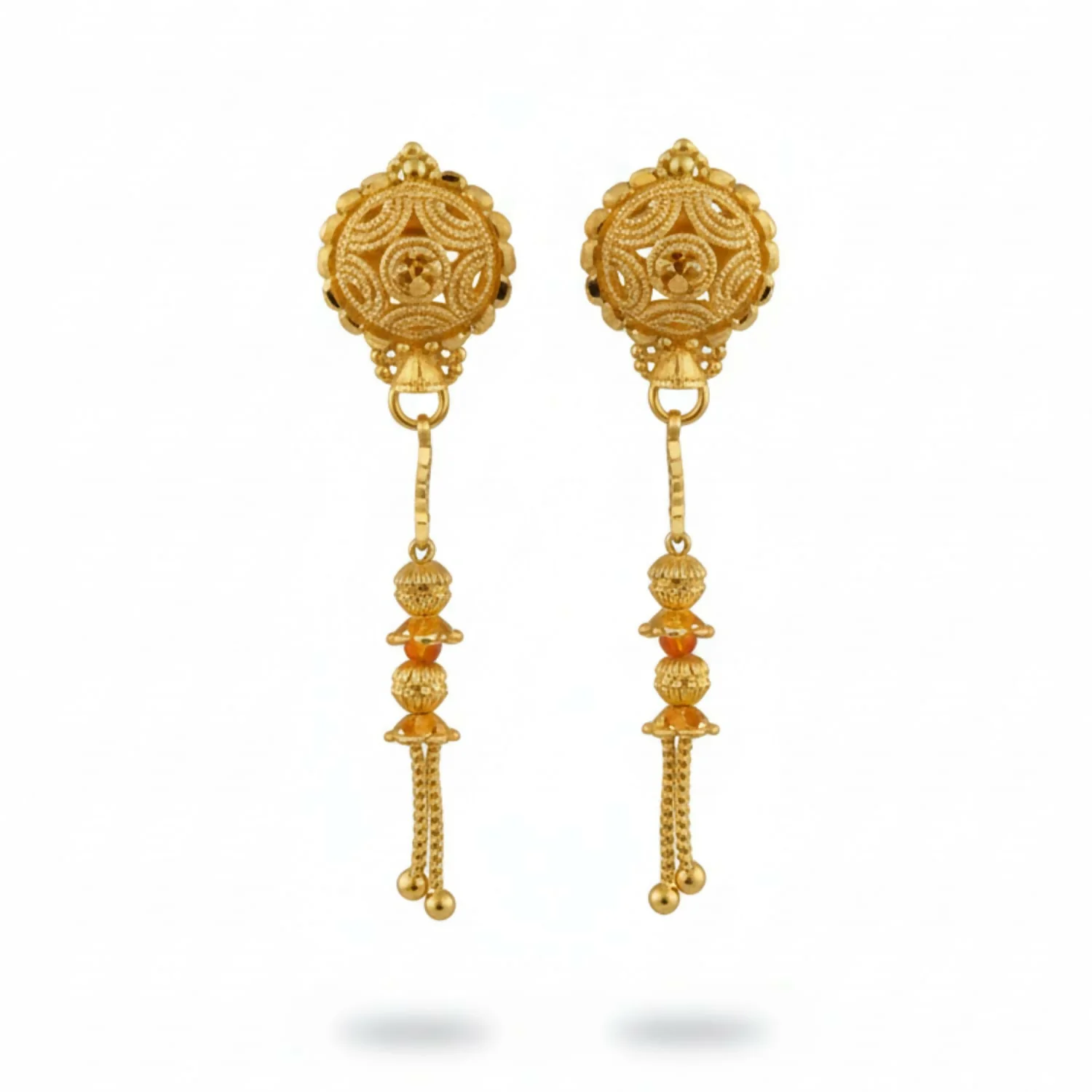 Gold-Plated Jhumka Earrings – Traditional Fancy Beads for Women - Image 4