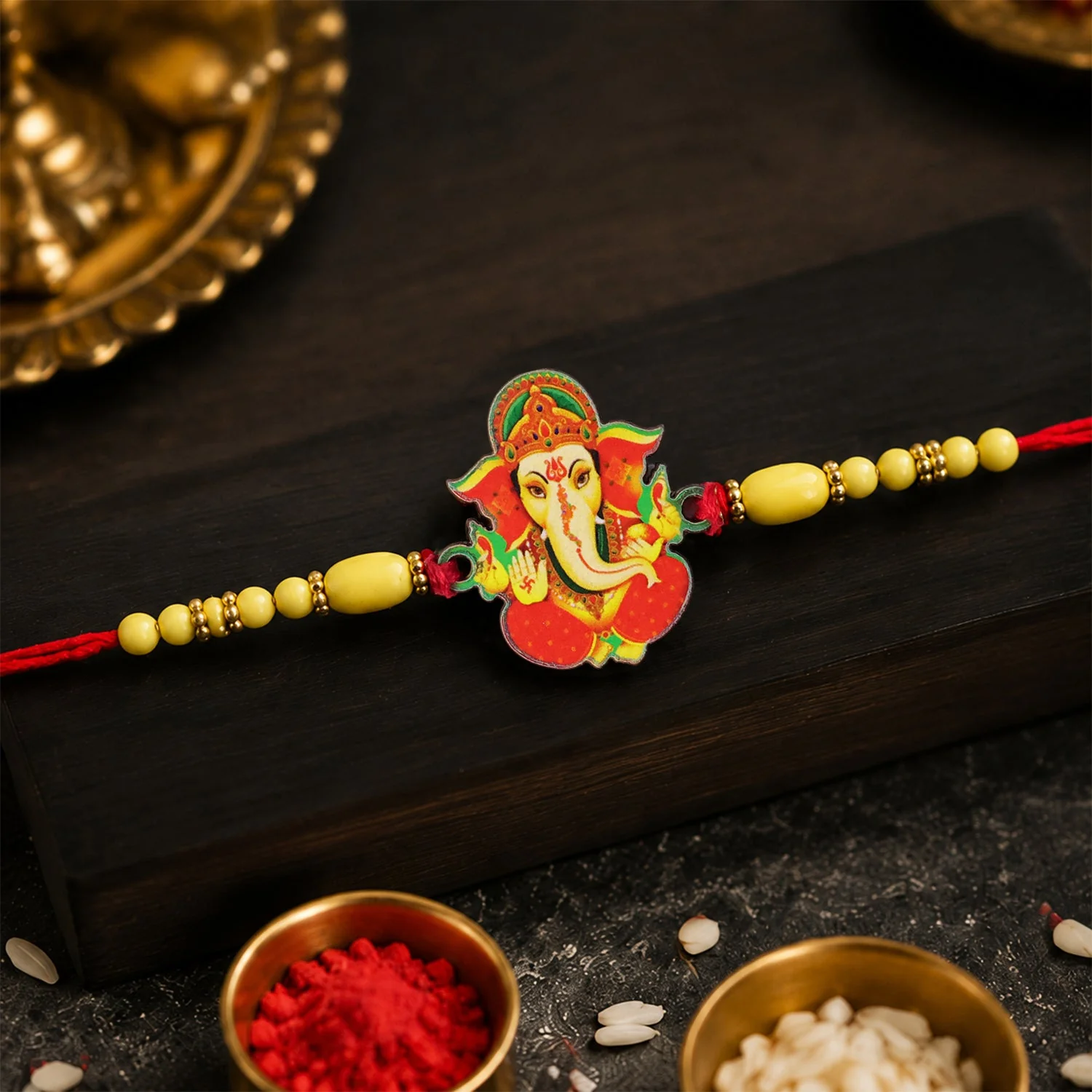 Lord Ganesha Charm Premium Designer Rakhi for Brother - Image 4