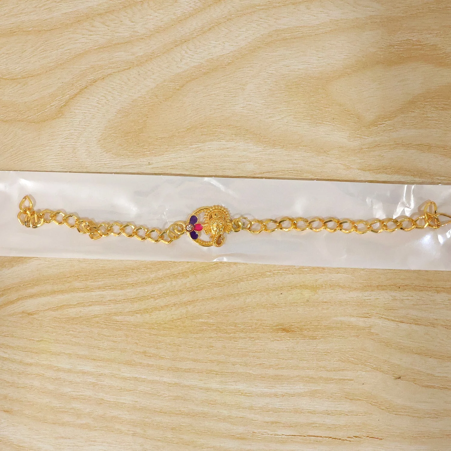 Lord Ganesha Rakhi – Spiritual Gold Tone Bracelet for Brother - Image 6