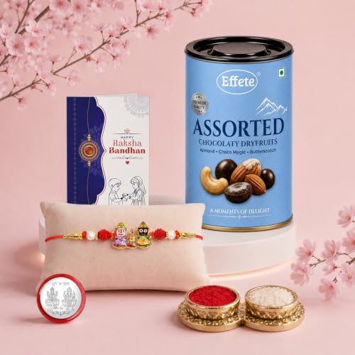 Lord Jagannath Rakhi Combo - Raksha Bandhan Gift with Assorted Choco 96gm, Pack of 5 - Image 2
