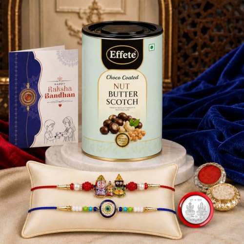 Lord Jagannath Rakhi Combo - Raksha Bandhan Gift with Choco Butterscotch 96gm, Pack of 6 - Image 2