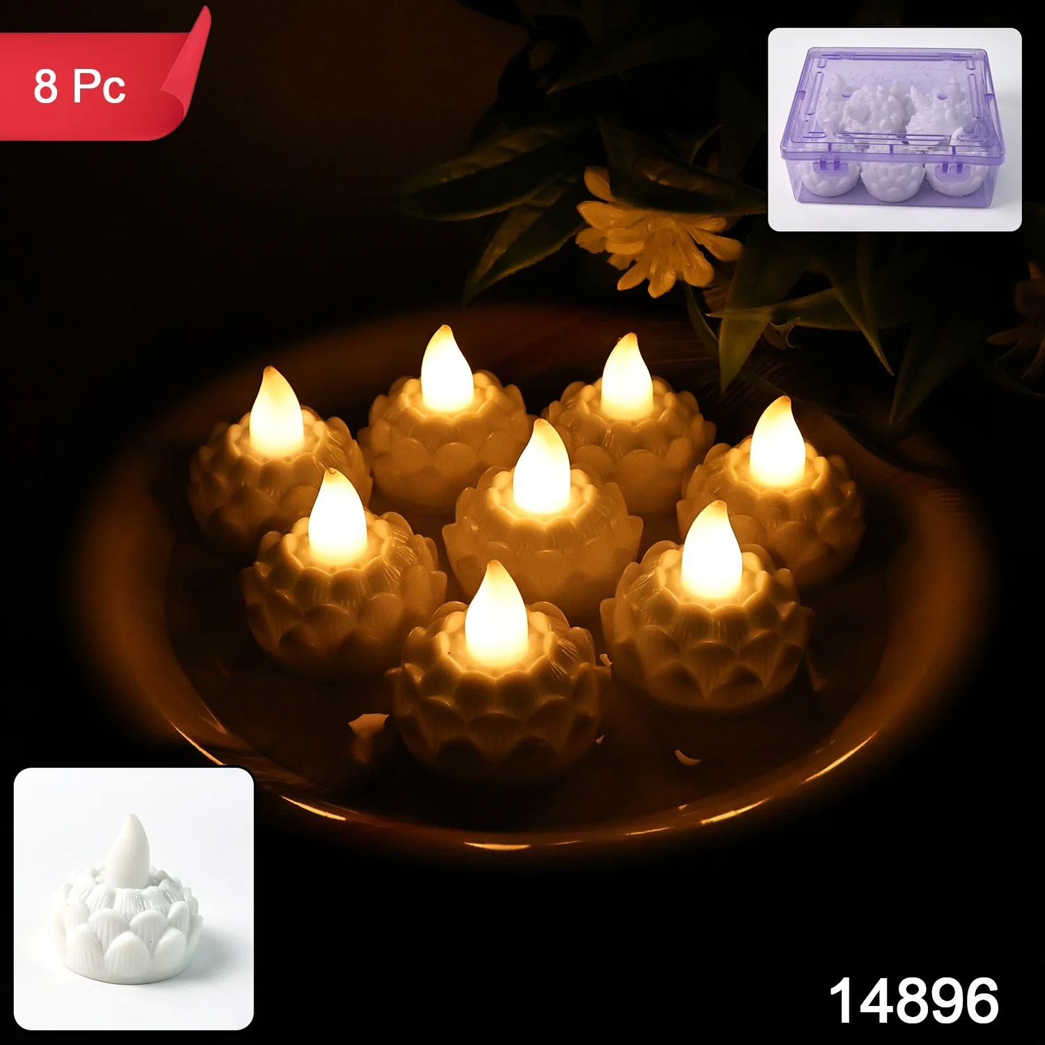 Lotus Shaped LED Flameless Tealight Candles – Safe Decor Set of 8 - Image 2