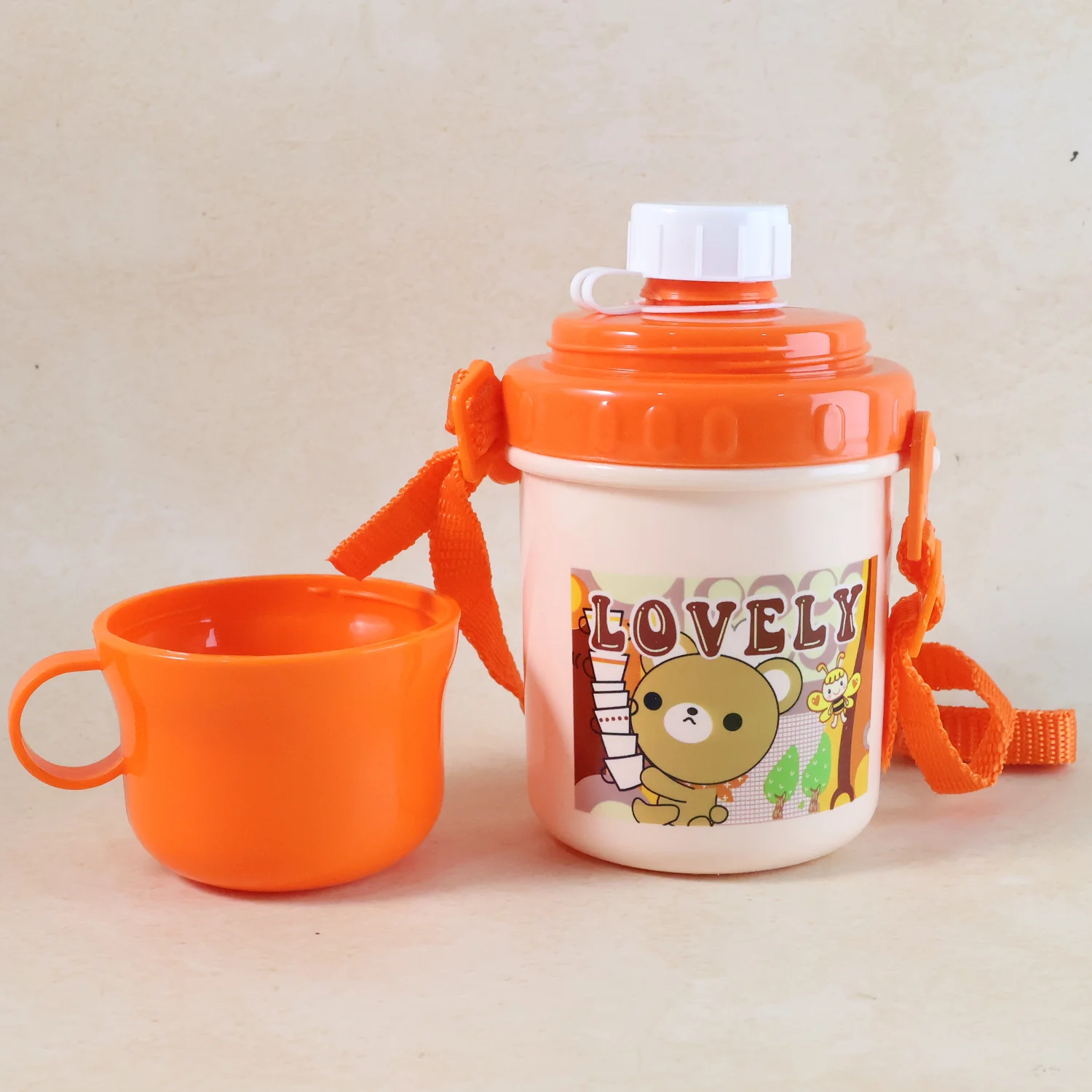Kids Plastic Cartoon Cup with Lid & Strap – Spill Resistant 350 ML - Image 3