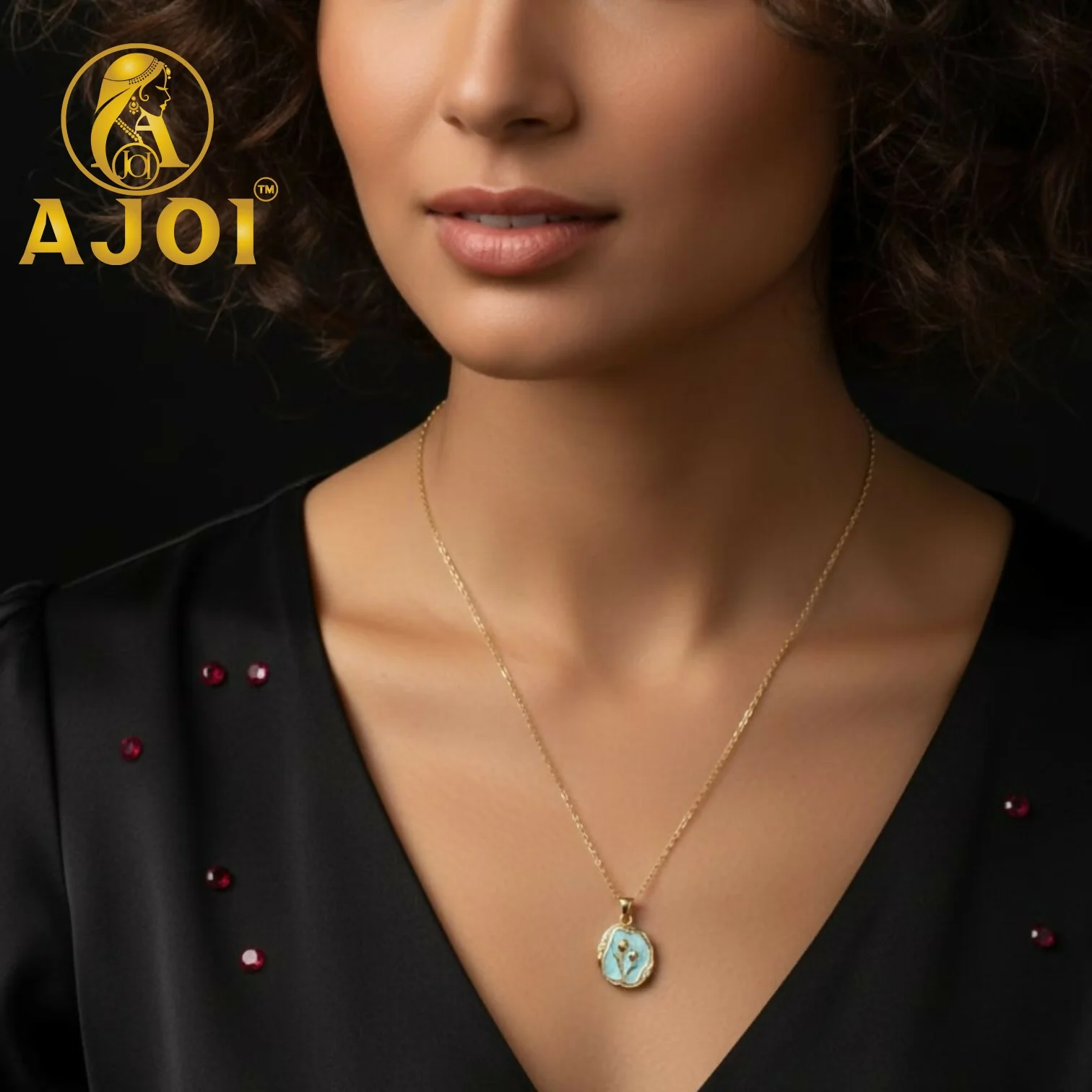 Gold Pendant Necklace – Elegant Floral Enamel Charm - Image 2