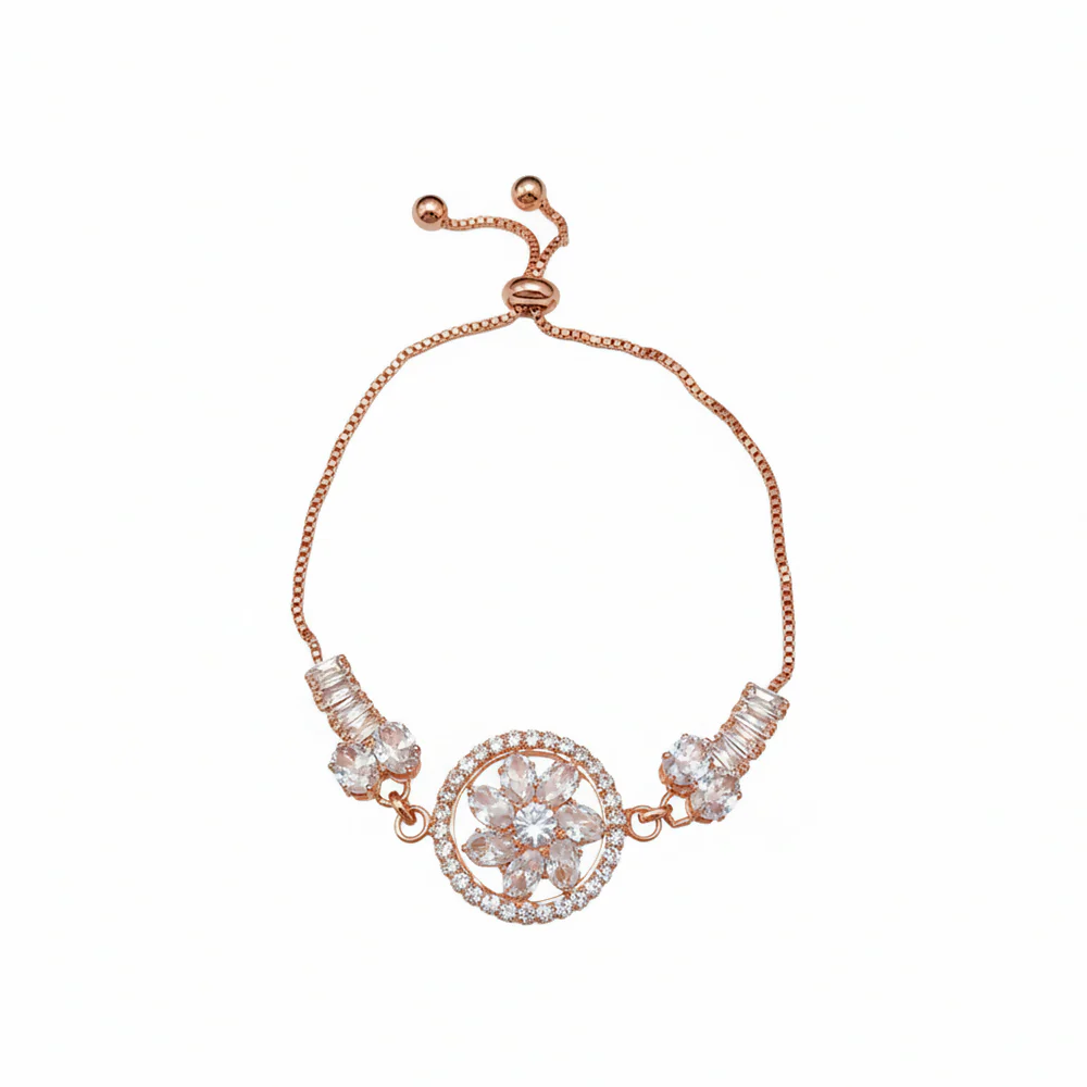 AD Floral Motif Bracelet – Luxury Party Wear Jewellery - Image 3