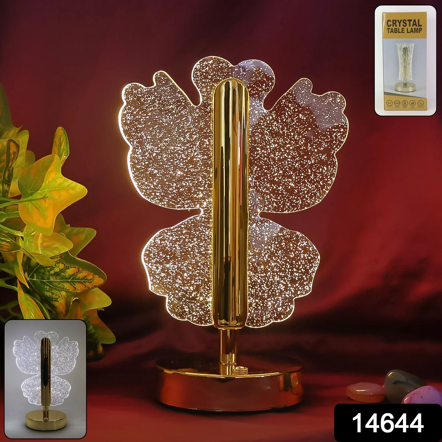 Luxury Crystal Table Lamp – Four-Leaf Clover USB Rechargeable - Image 2