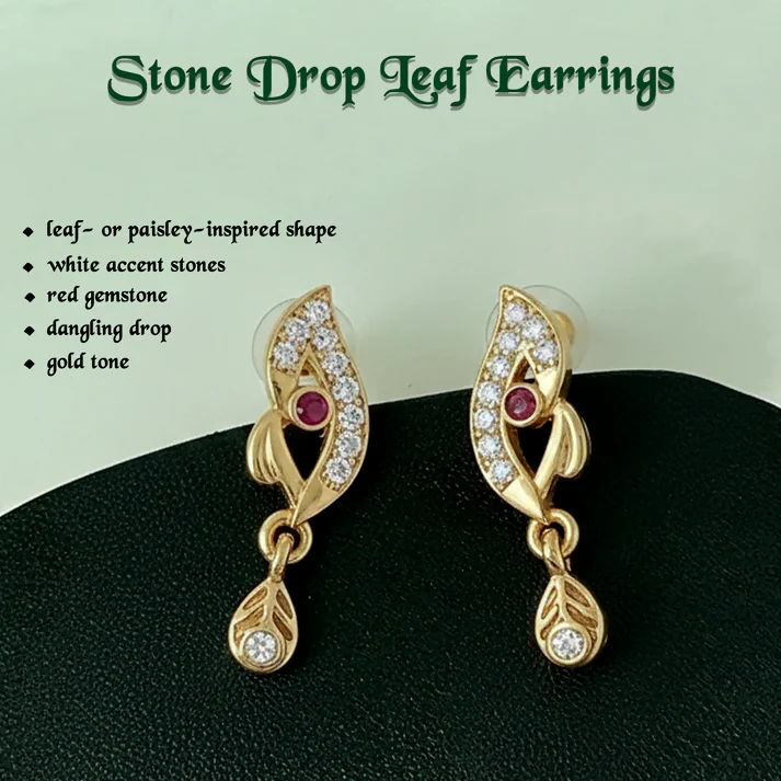 Gold Earrings – Luxury Curved Design with Sparkling Stone Inlay - Image 4