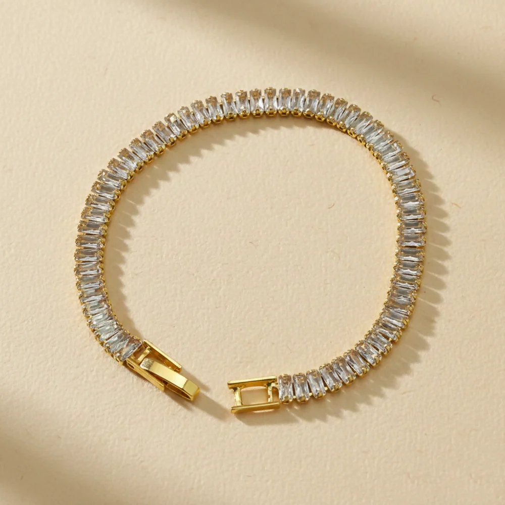 Luxury Gold Plated American Diamond Bracelet – Elegant & Sparkling - Image 2