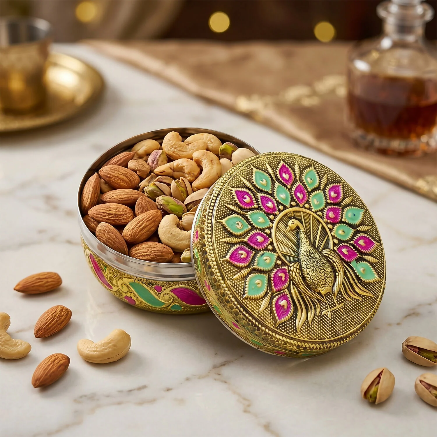Food Storage Container – Elegant Peafowl Embossed Design for Festive Gifting - Image 3