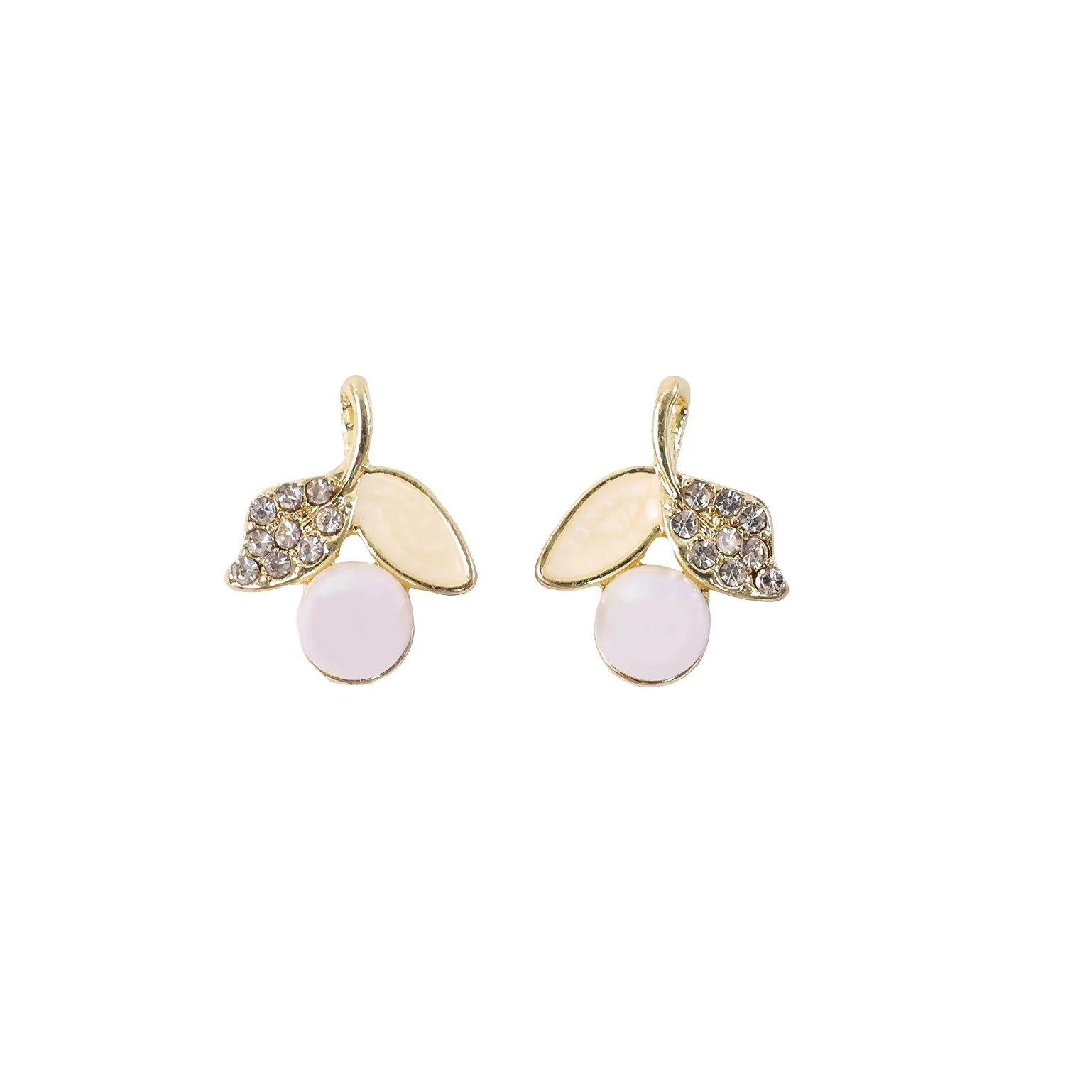 Korean Pearl Leaf Stud Earrings – Premium Gold Plated Elegance - Image 5