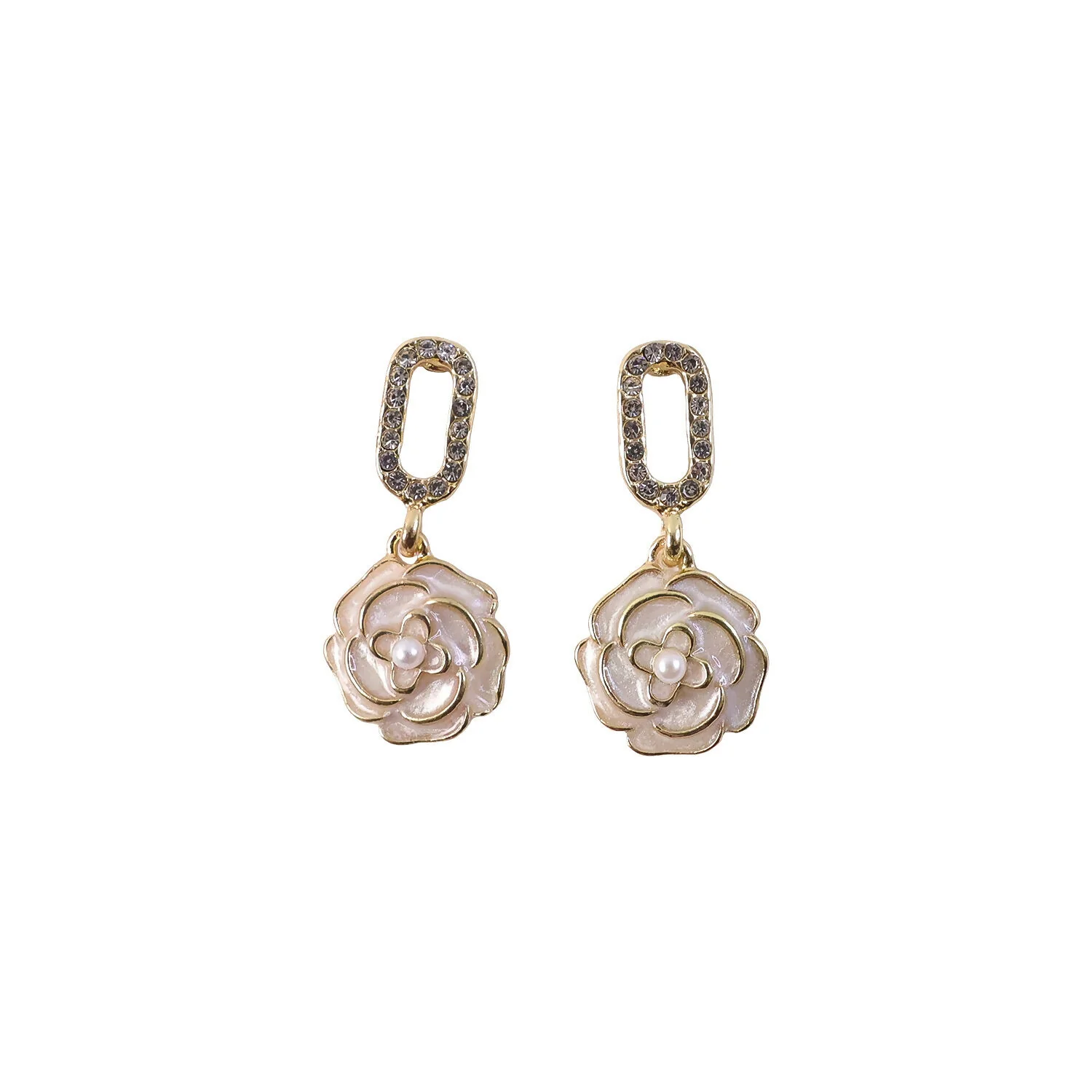 Gold Plated Flower Drop Earrings – Korean Style Elegant Design - Image 5