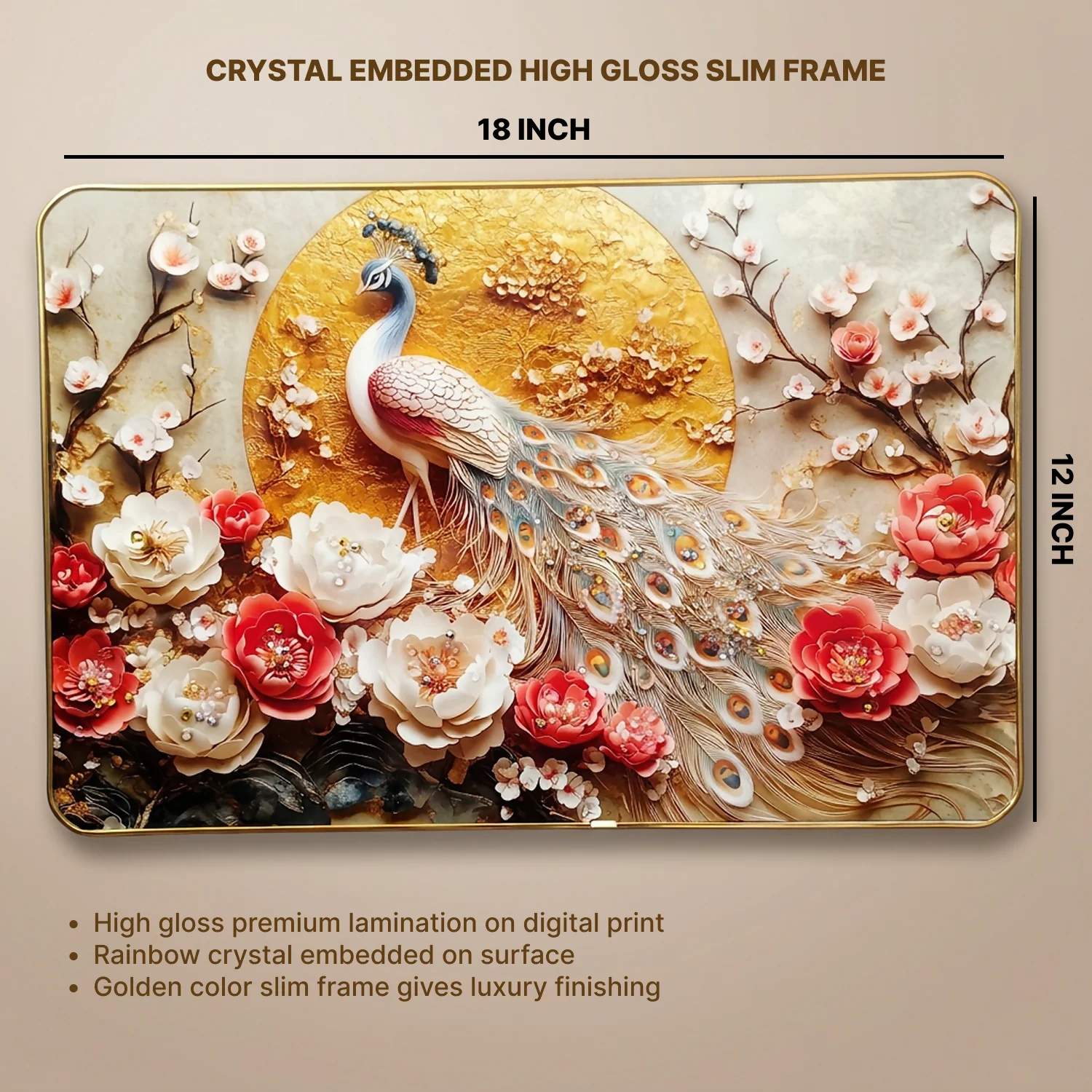 Luxury Peacock Wall Art Frame – Elegant Golden Home Decor - Image 6