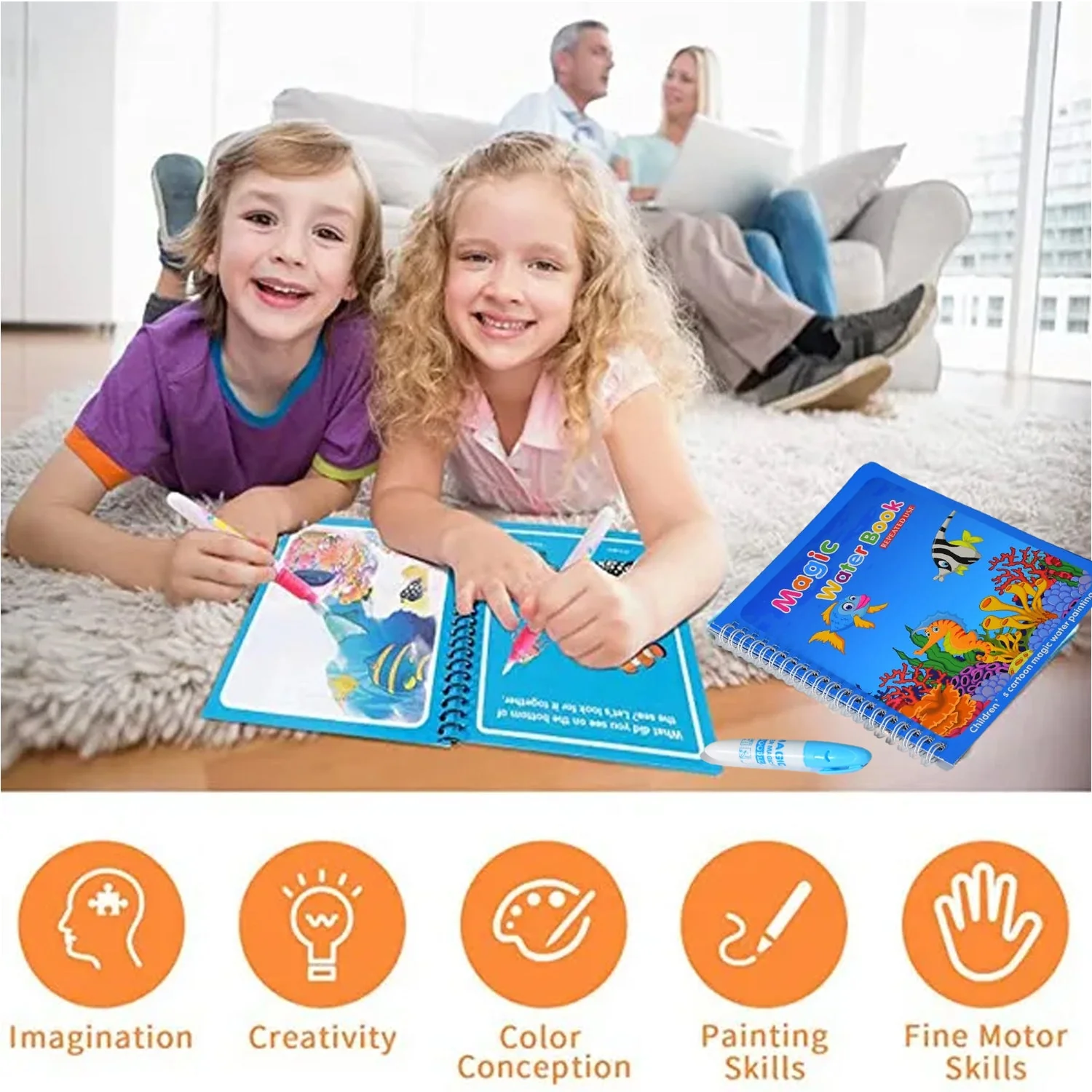 Magic Water Coloring Book – Reusable Mess-Free Fun for Kids | Inventive Play - Image 5