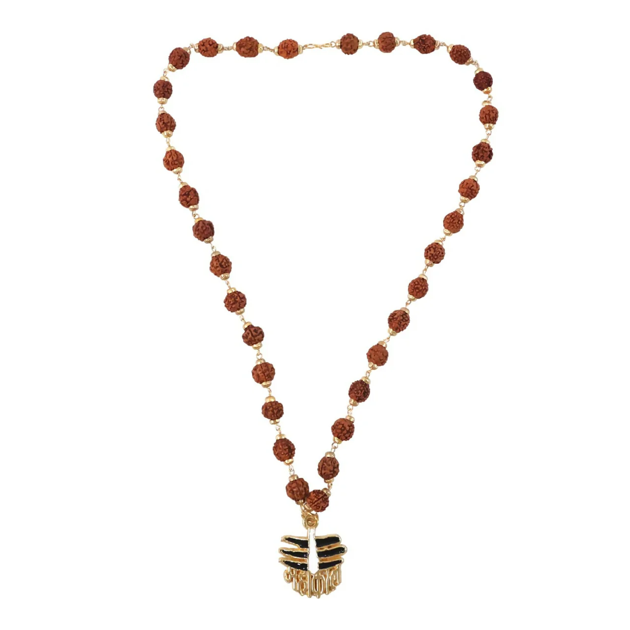 Mahakal Rudraksha Mala – Spiritual Necklace with Gold-Plate Shiv Pendant - Image 5