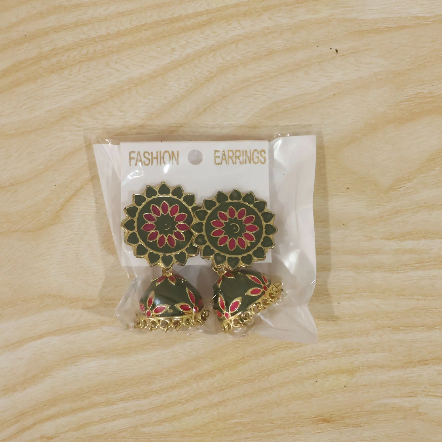 Enamel Jhumka Earrings – Traditional Style with Pearl Drops - Image 6