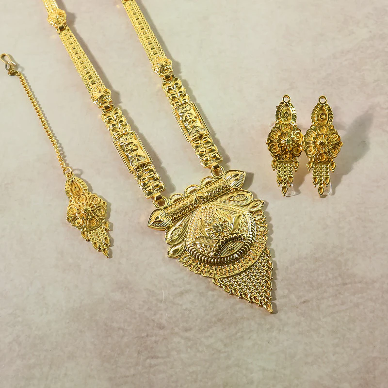 Traditional Bridal Panel Necklace Set – Majestic Regal Design - Image 4