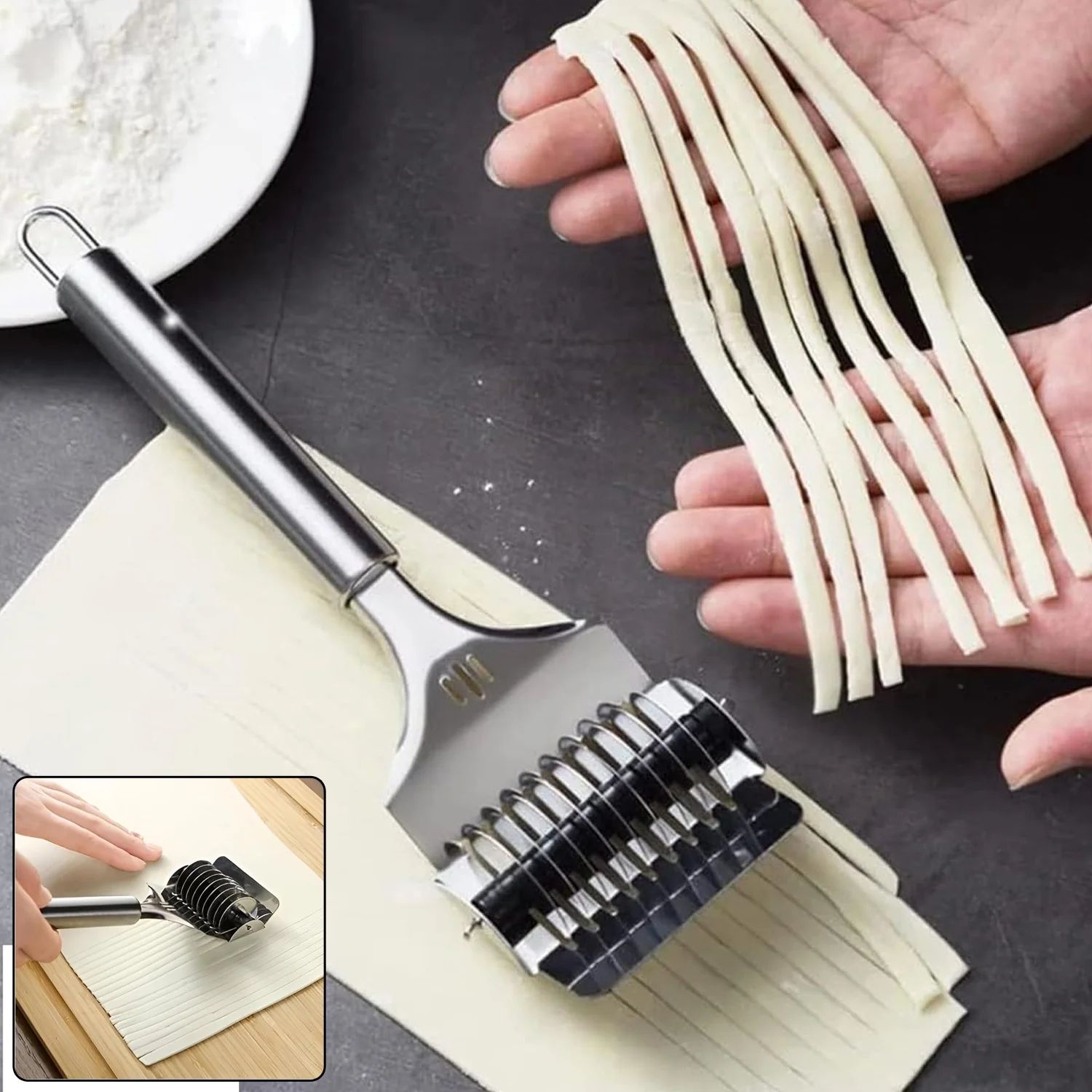 Manual Multi-Blade Dough Cutter – Perfect Pasta Strips Easily - Image 2